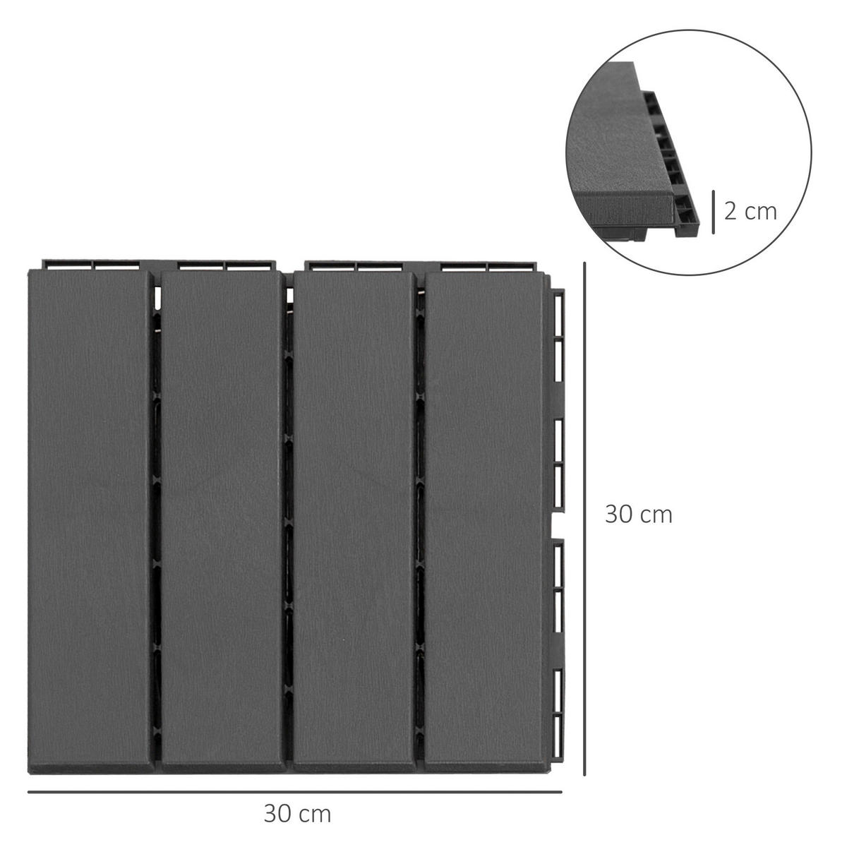 Outsunny Terrassenfliese schwarz B/L: ca. 30x30 cm Terrassenfliese - schwarz (30,00/30,00/2,00cm) - Outsunny