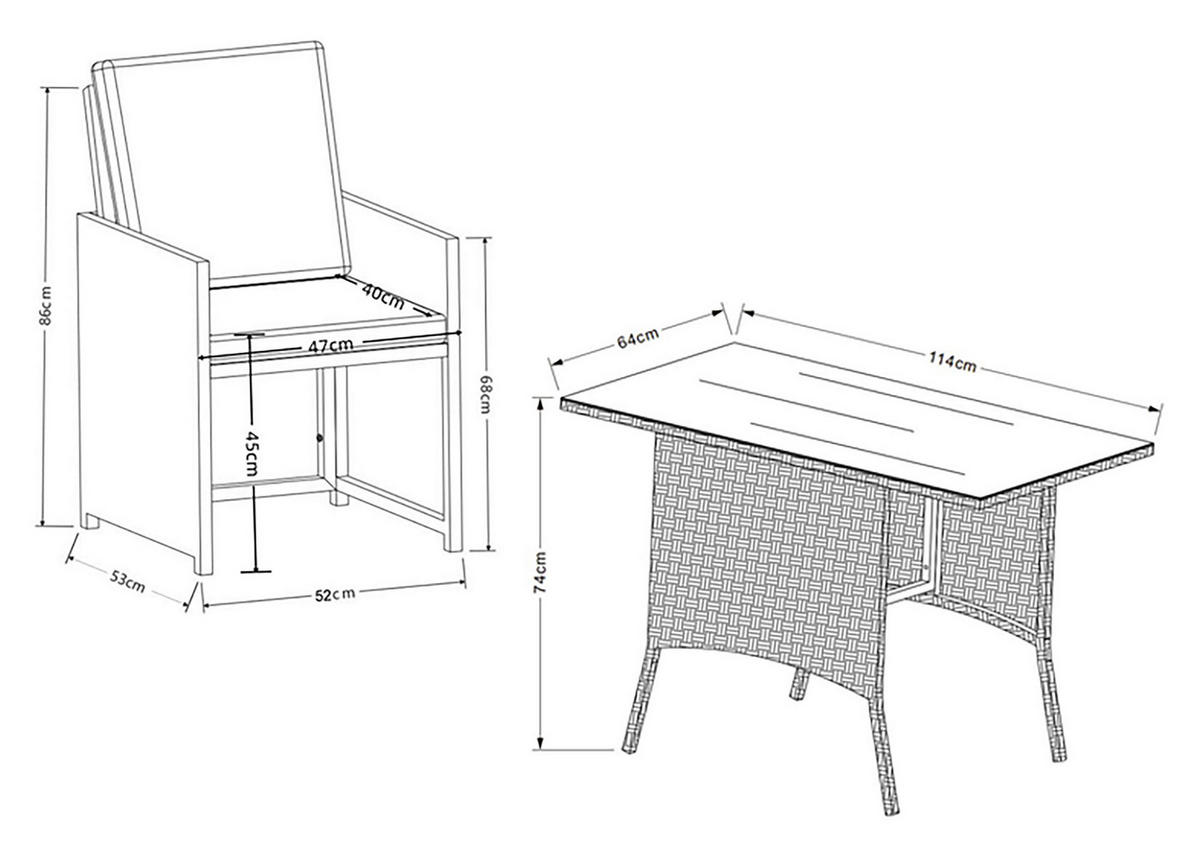 VCM Gartensitzgruppe Raloso grau Rattan B/H/L: ca. 114x86x64 cm Raloso - grau (64,00/114,00/86,00cm) - VCM