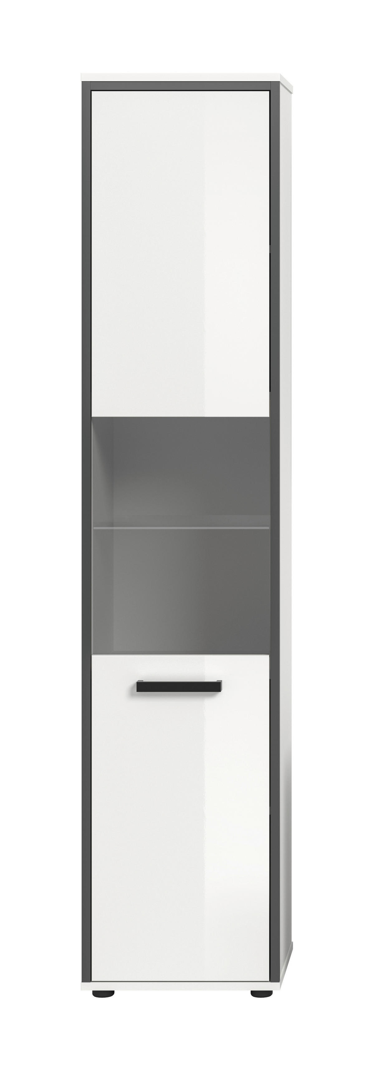 Midischrank KOJAK weiß Hochglanz anthrazit grau B/H/T: ca. 40x188x34 cm KOJAK - weiß/anthrazit (40,00/188,00/34,00cm) - xonox.home
