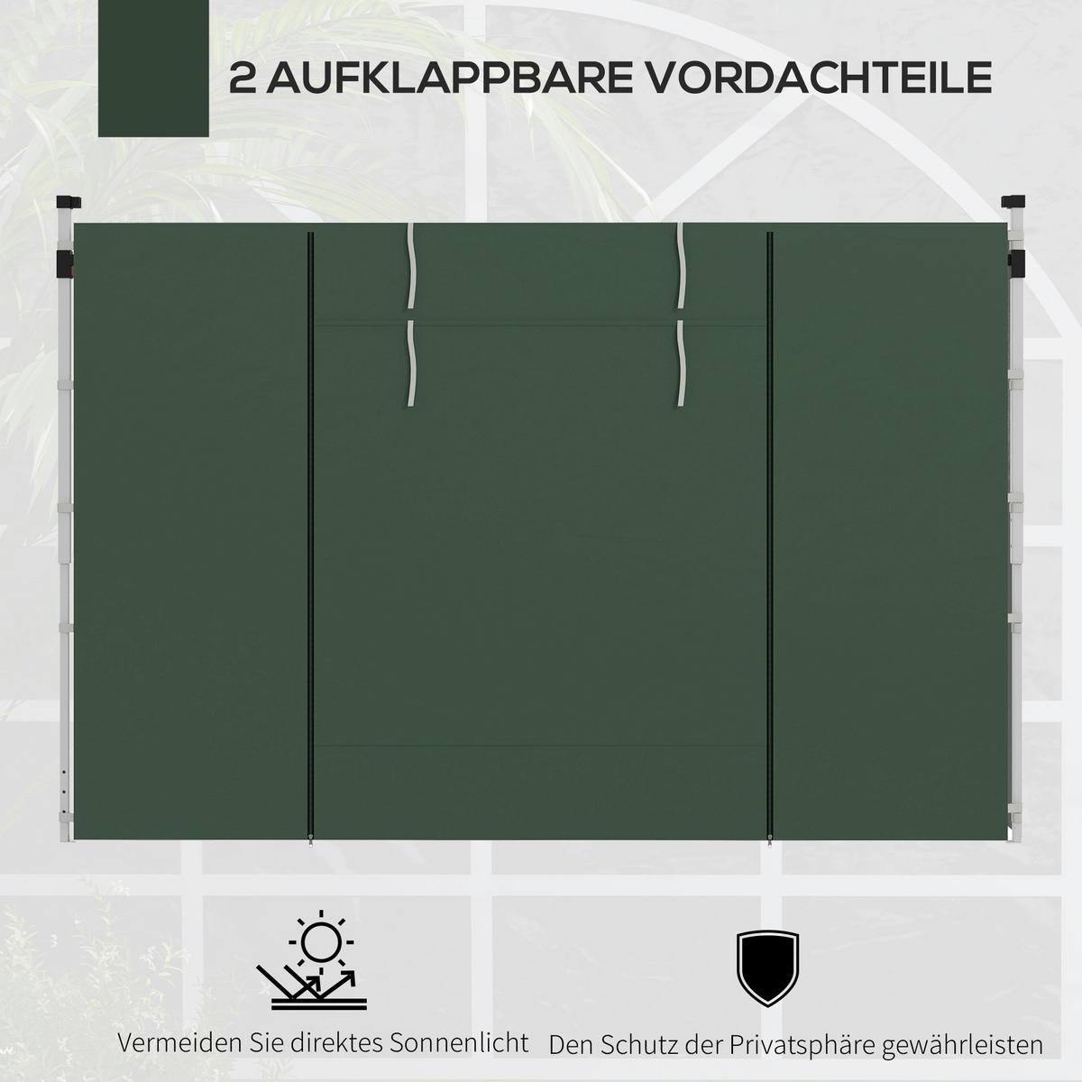 Outsunny Seitenteile für Pavillon grün Polyester B/H/L: ca. 295x195x0,01 cm Seitenteile für Pavillon - grün (0,01/295,00/195,00cm) - Outsunny