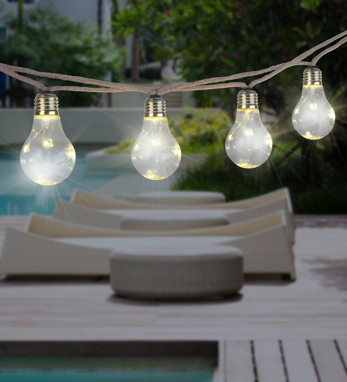 LED-Solar-Lichterkette amber Kunststoff B/H/T: ca. 6x10,6x570 cm SOLAR - amber (6,00/10,60/570,00cm) - GLOBO