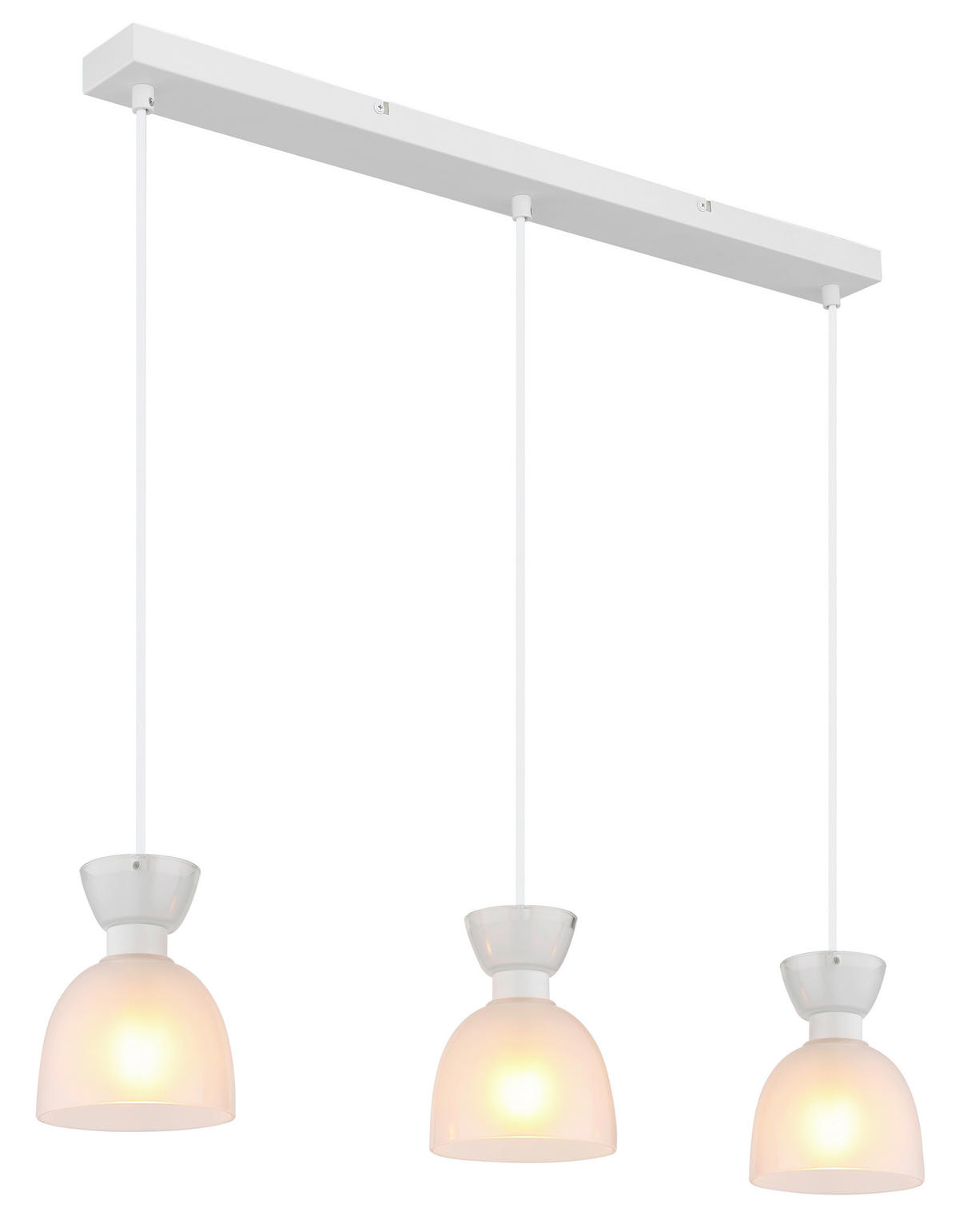 GLOBO Pendelleuchte Opal weiß Metall Glas B/H: ca. 65x120 cm E14 3 Brennstellen Massey - weiß/Opal (65,00/120,00cm) - GLOBO