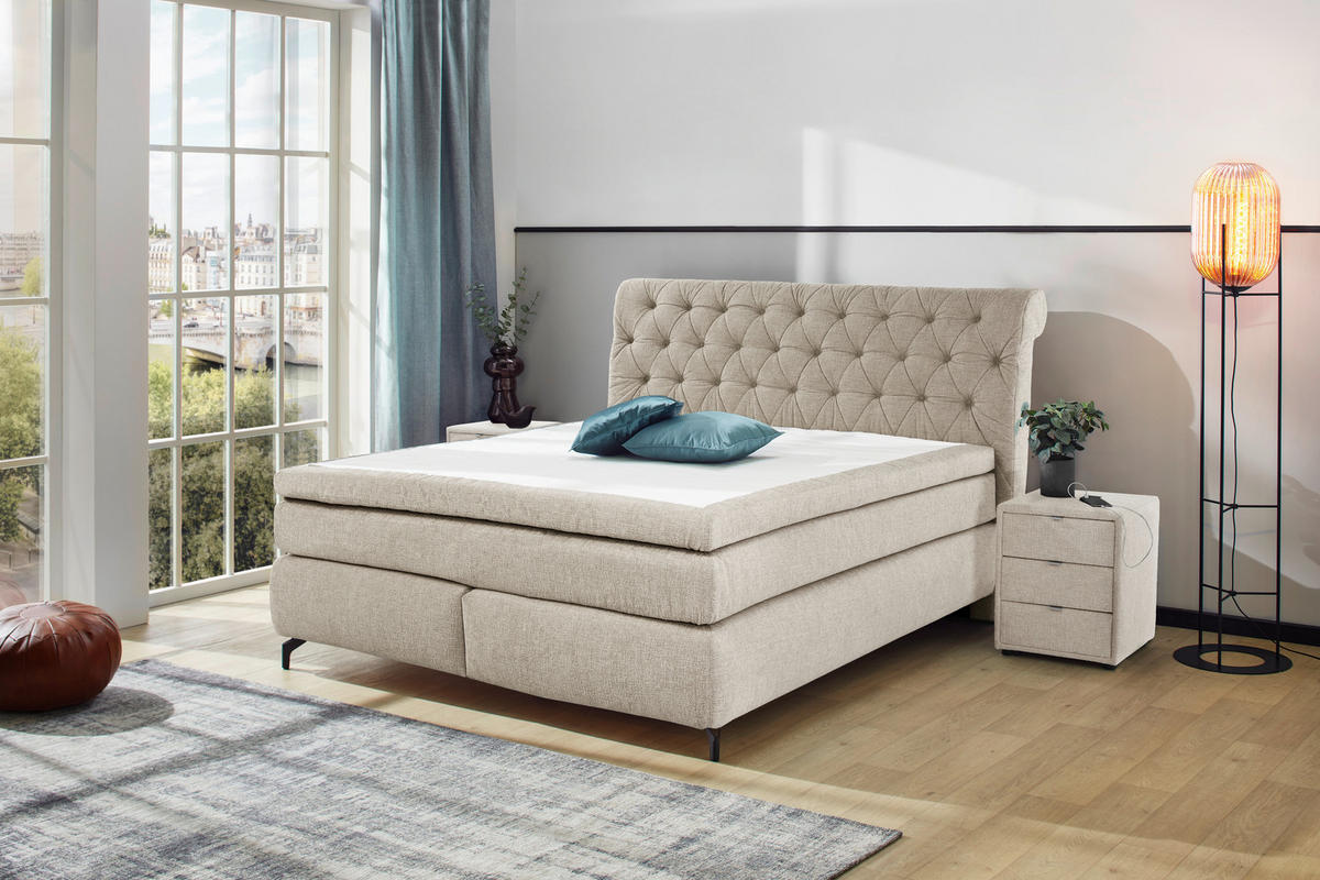 Boxspringbett  beige Liegefläche B/L: ca. 180x200 cm Scarlett_Mix_Boxspringbett - beige (192,00/128,00/230,00cm)