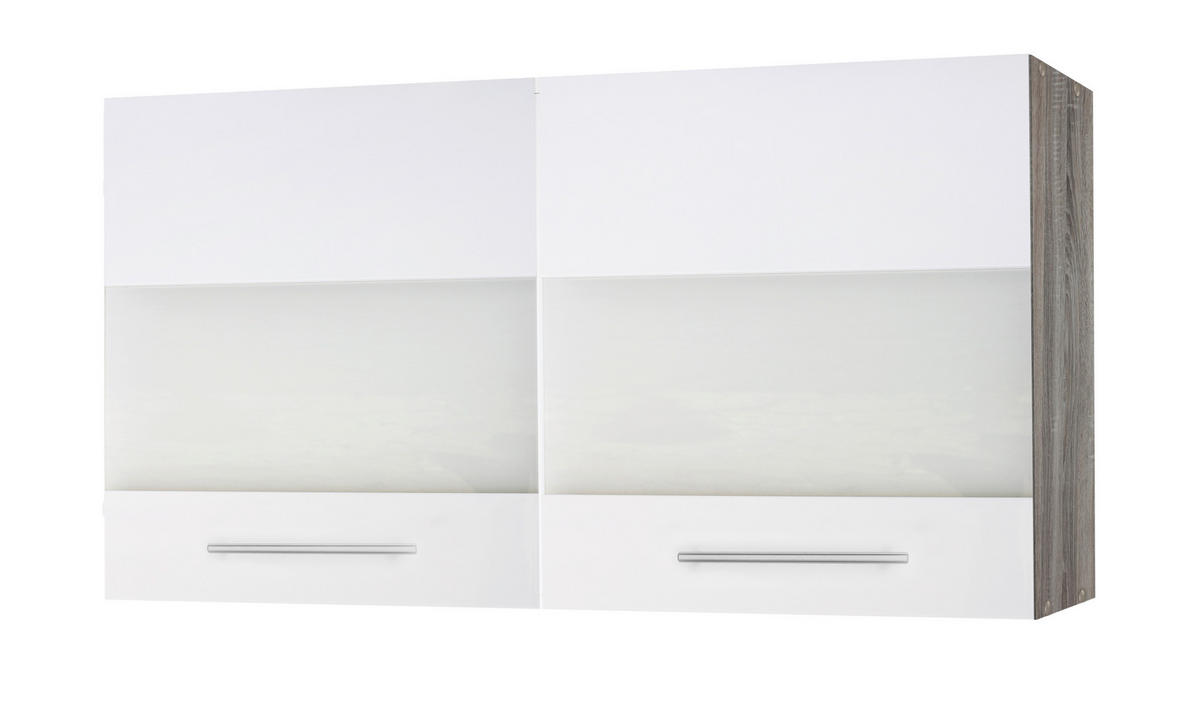 Glashängeschrank Judith weiß Hochglanz B/H/T: ca. 100x64x35 cm Judith - weiß/silber (100,00/64,00/35,00cm) - Menke
