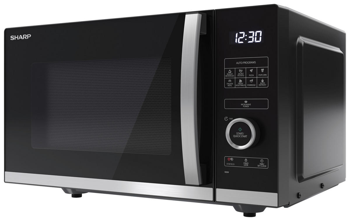 Sharp Mikrowelle YC-QS254AE-B schwarz Stahl B/H/T: ca. 49x28,8x39,5 cm Mikrowelle YC-QS254AE-B Sharp - schwarz (49,00/28,80/39,50cm) - Sharp