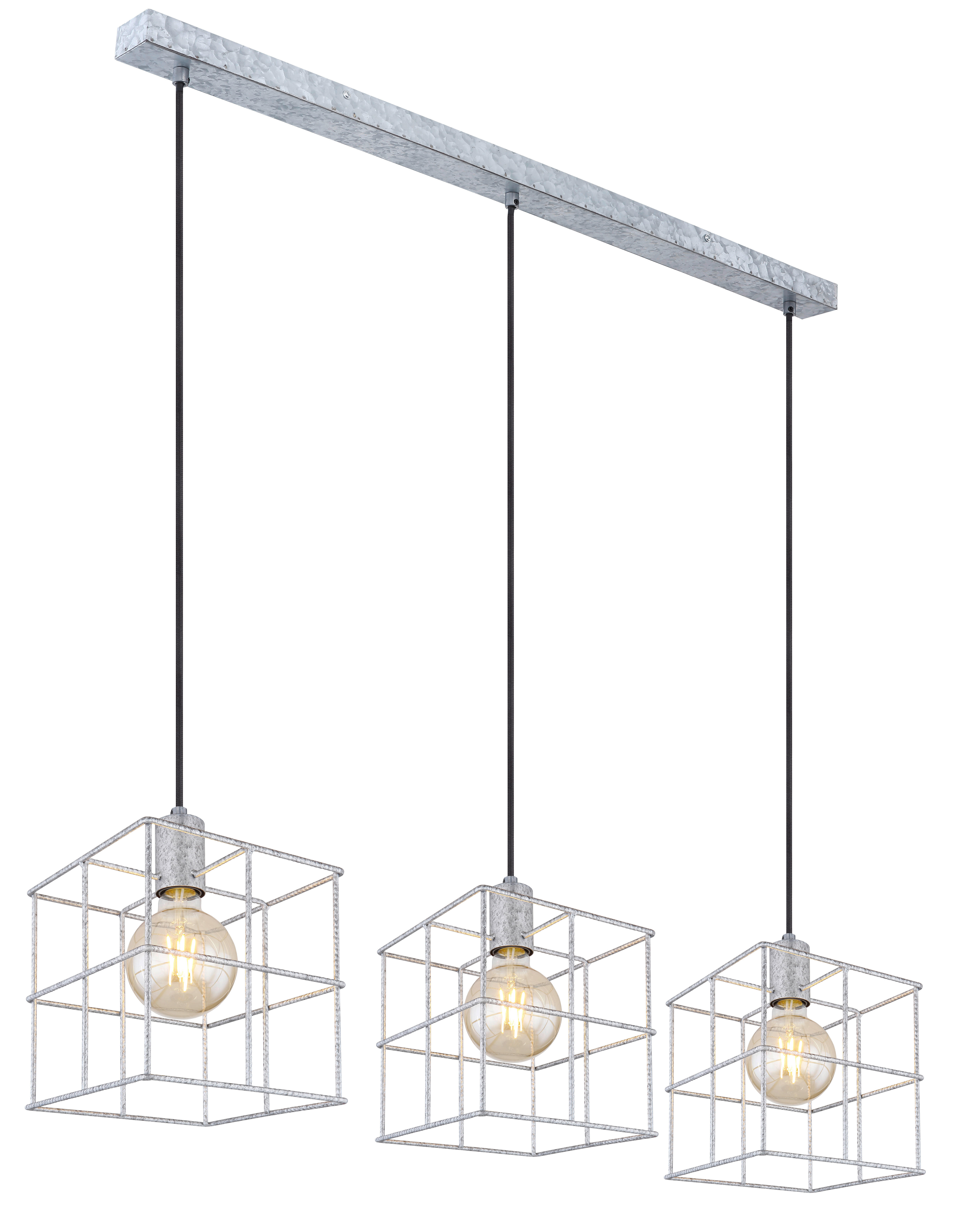 GLOBO Pendelleuchte Stahl Metall B/H/T: ca. 20x129x95 cm E27 3 Brennstellen MERRIL - (20,00/129,00/95,00cm) - GLOBO