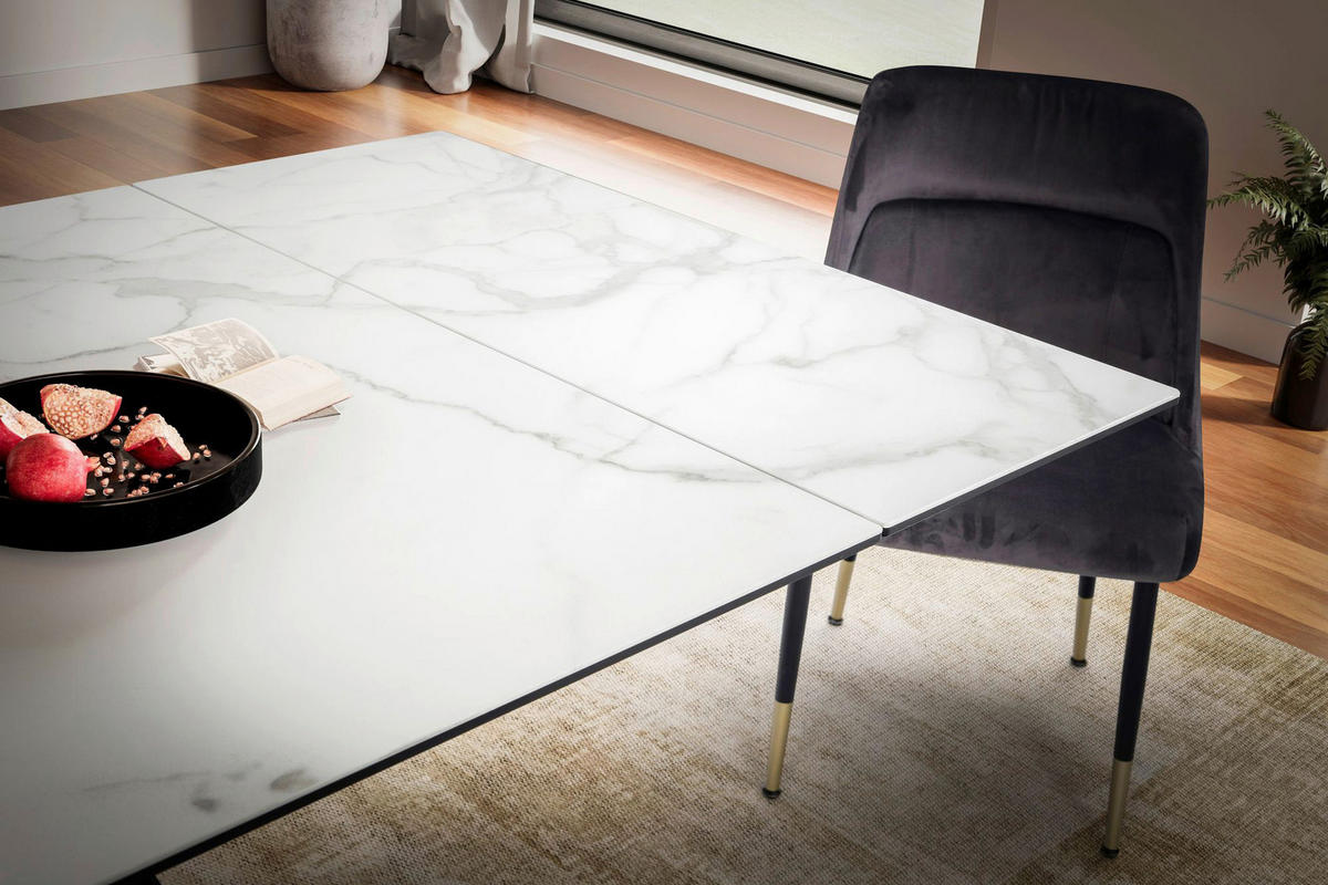 Esstisch weiß Marmor Optik B/H/T: ca. 180x76x95 cm Esszimmertisch - weiß (180,00/76,00/95,00cm) - Wohnling