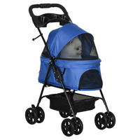 PawHut Hunde-Zubehör blau Edelstahl B/H/L: ca. 45x67x96 cm Hundewagen - blau (96,00/45,00/67,00cm) - PawHut