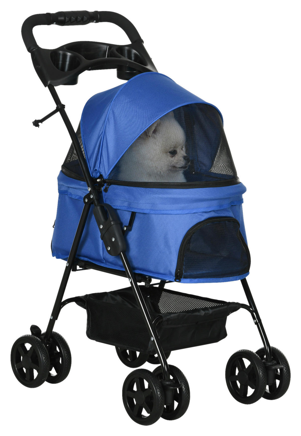 PawHut Hunde-Zubehör blau Edelstahl B/H/L: ca. 45x67x96 cm Hundewagen - blau (96,00/45,00/67,00cm) - PawHut