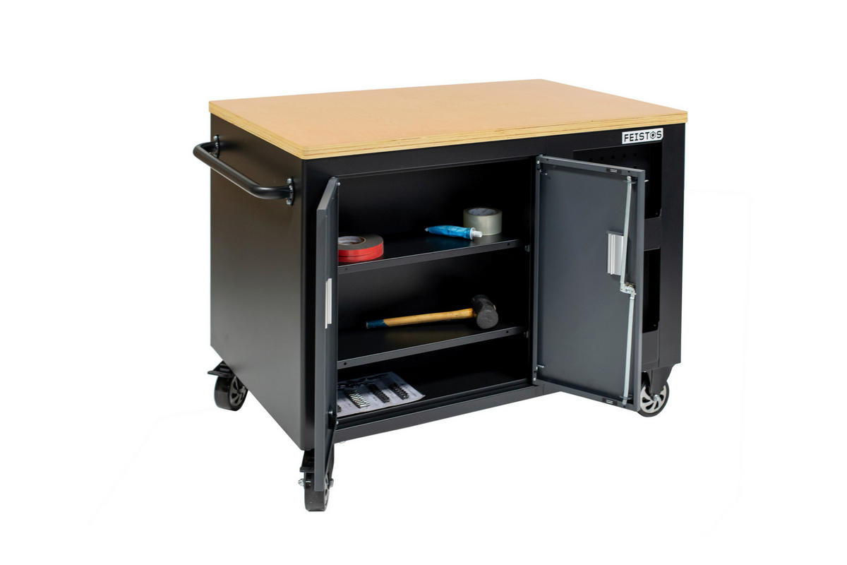 Werkbank Hektor schwarz B/H/L: ca. 114x89x73 cm Hektor - schwarz (73,00/114,00/89,00cm) - Feistos