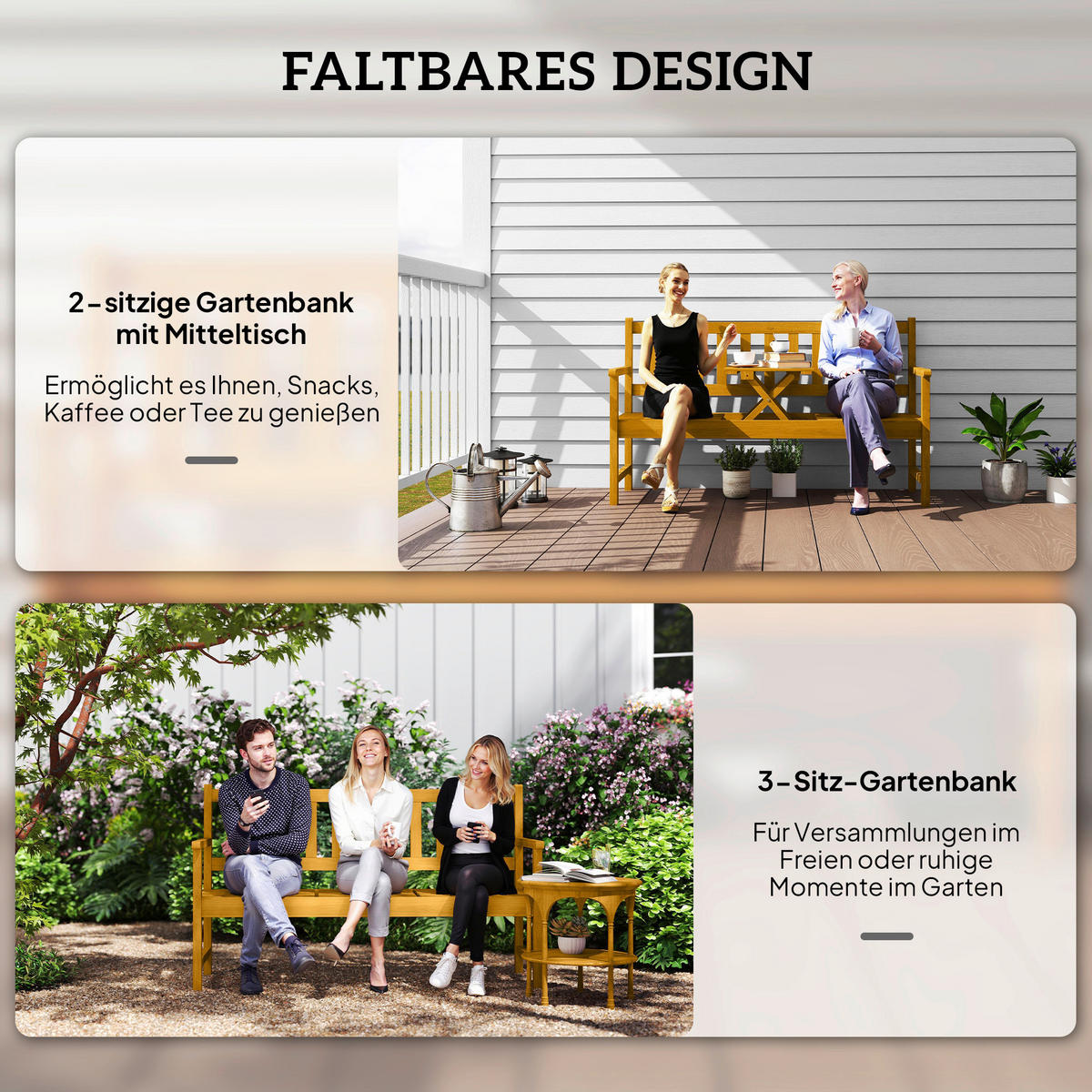 Outsunny Gartenbank Gartenbank - taupe (149,00/56,50/89,00cm) - Outsunny