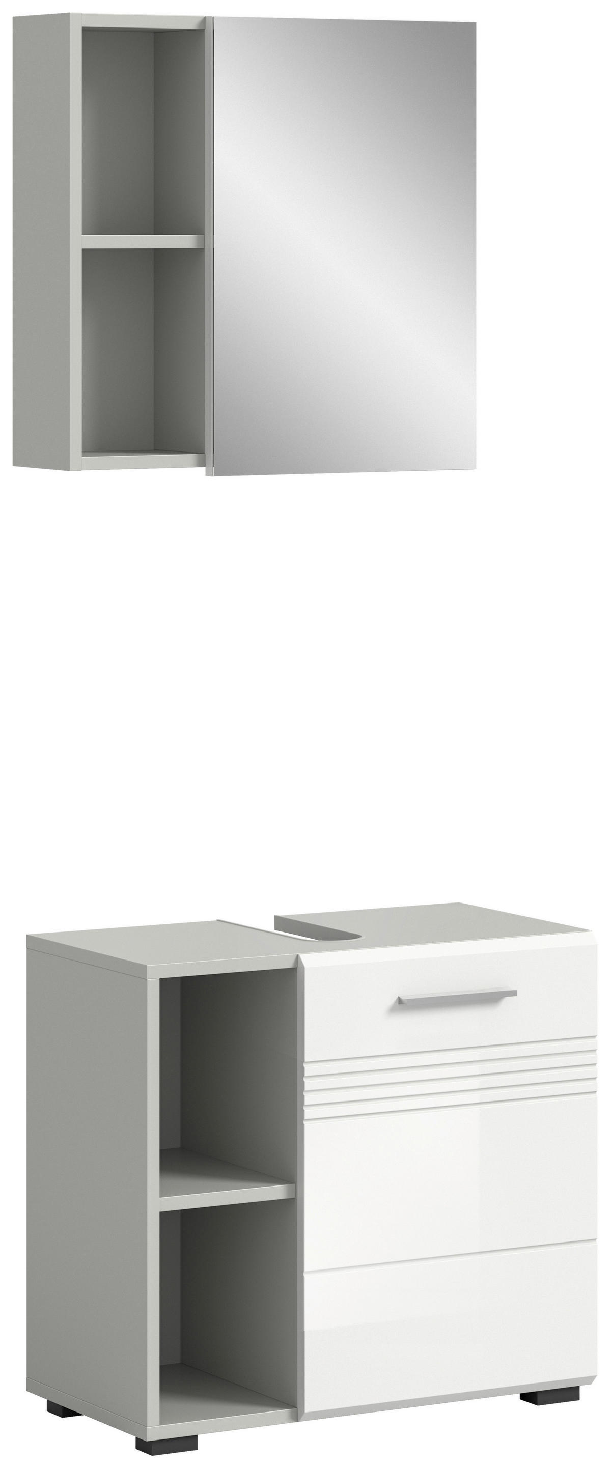 Badblock Copa hellgrau weiß Hochglanz B/H/T: ca. 60x190x32 cm Copa - hellgrau/weiß (60,00/190,00/32,00cm) - xonox.home