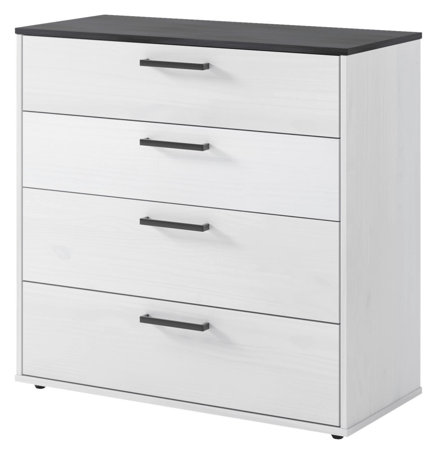 Kommode Smart 1 Massivholz kiefer weiß schwarz B/H/T: ca. 91x89x40 cm Smart 1 Massivholz - kiefer/weiß (91,00/89,00/40,00cm)