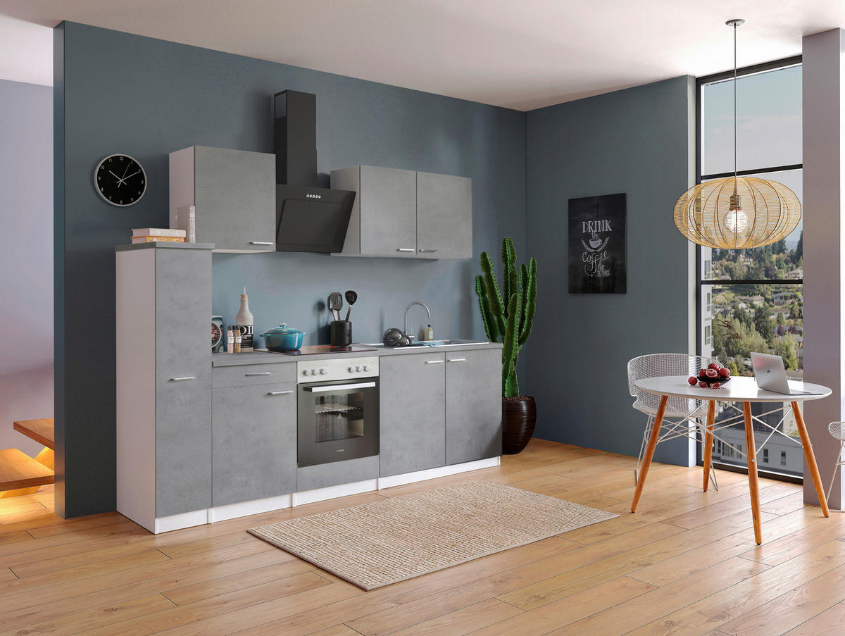 Respekta Küchenblock Malia Beton Optik B/H/T: ca. 240x200x60 cm Malia - Beton/weiß (240,00/200,00/60,00cm) - Respekta