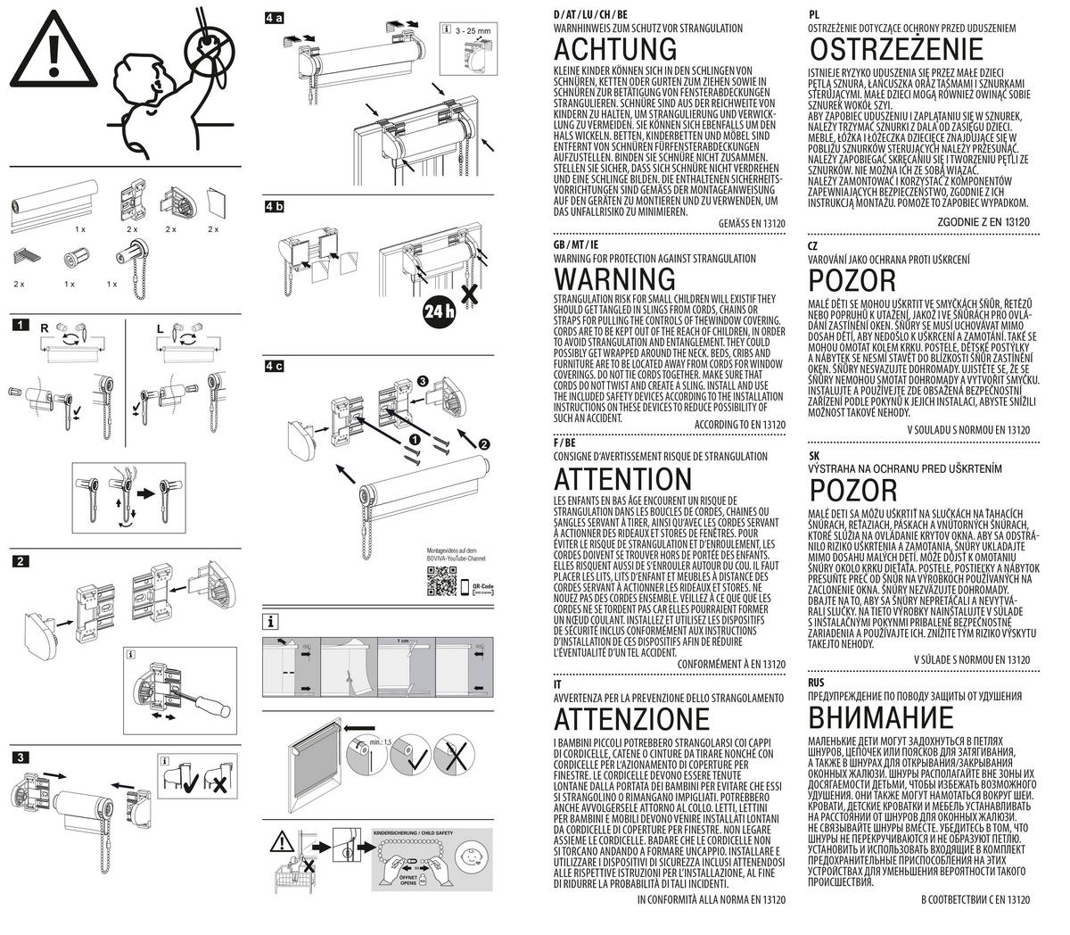 Boviva Klebe-/Klemmrollo Lino cremeweiß B/L: ca. 45x150 cm Lino - cremeweiß (45,00/150,00cm) - Boviva