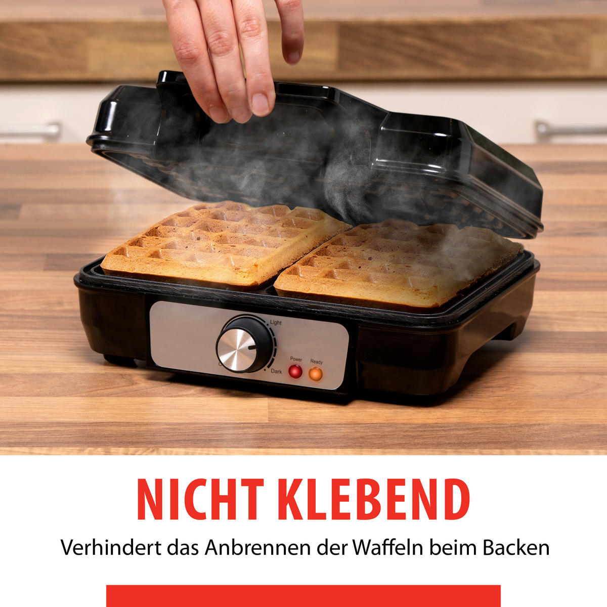 alpina Waffelautomat schwarz Alu B/H/L: ca. 24x10x24 cm Belgisches_Doppel-Waffeleisen - schwarz (24,00/24,00/10,00cm) - alpina