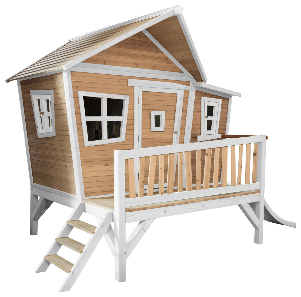 AXI Spielhaus Emma braun B/H/L: ca. 349x227x193 cm Emma - braun/weiß (193,00/349,00/227,00cm) - AXI