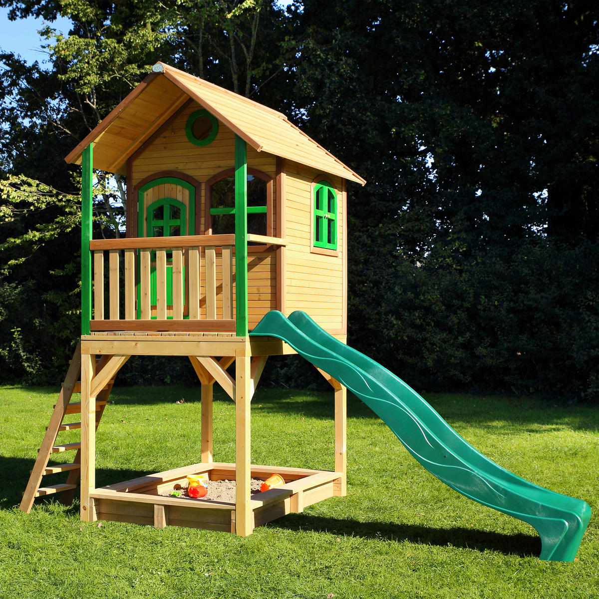 AXI Spielhaus Sarah braun B/H/L: ca. 370x291x191 cm Sarah - braun/grün (191,00/370,00/291,00cm) - AXI