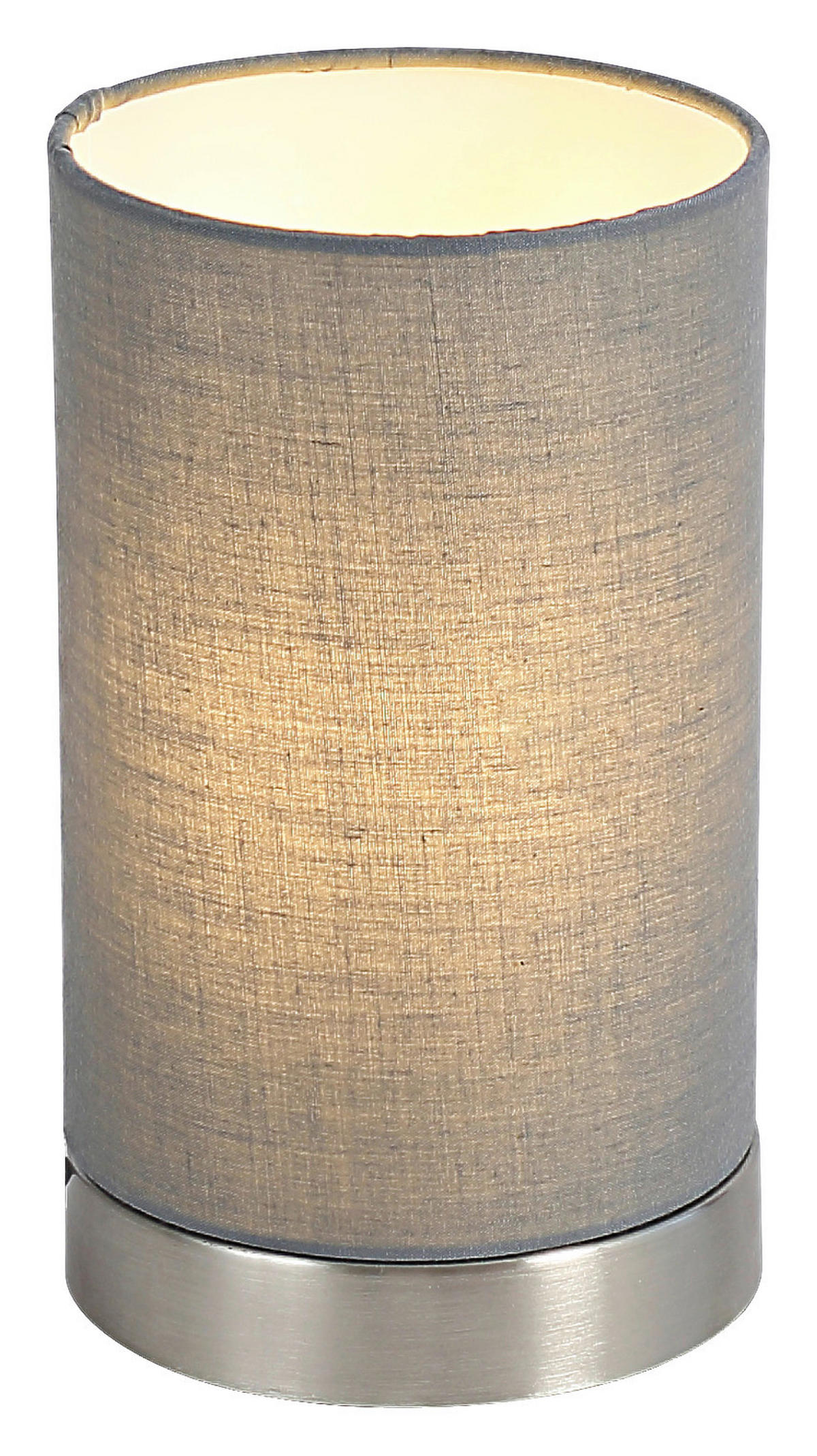 POCOline Tischleuchte Robin grau nickel matt Stoff Metall H/D: ca. 20x12 cm E14 1 Brennstellen Robin - nickel matt/grau (12,00/20,00cm) - POCOline