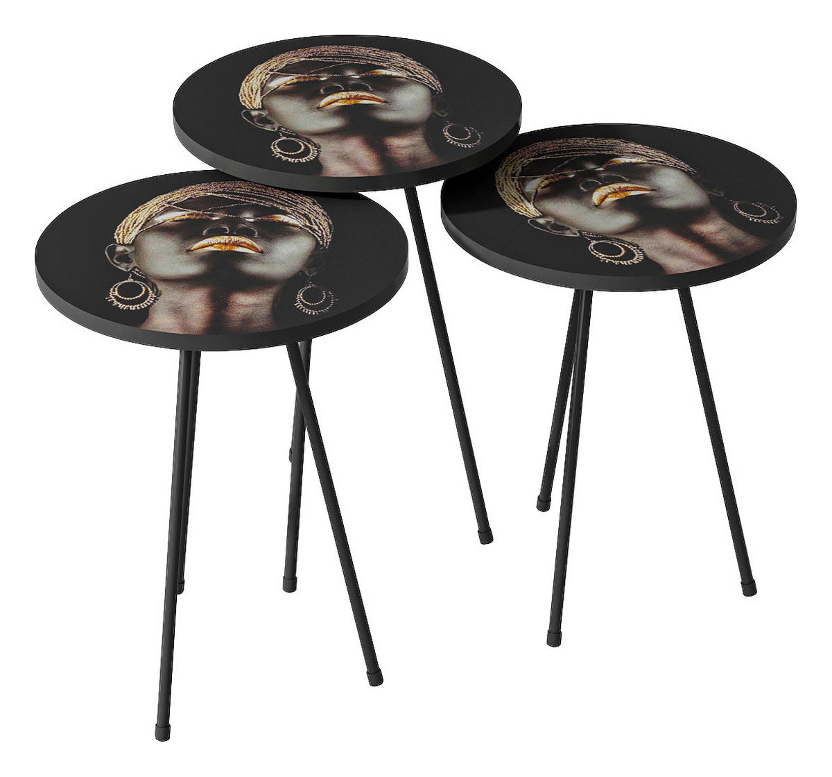 Beistelltisch 3er-Set. 10878430 schwarz Metall B/H/T: ca. 38x55x38 cm 3er-Set. 10878430 - schwarz (38,00/55,00/38,00cm) - moebel17