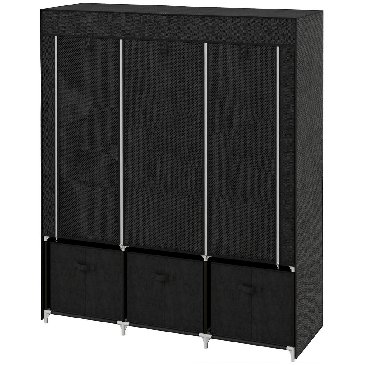 HOMCOM Kleiderschrank schwarz Polypropylen B/H/L: ca. 43x125x162,5 cm Stoffschrank - schwarz (162,50/43,00/125,00cm) - HOMCOM