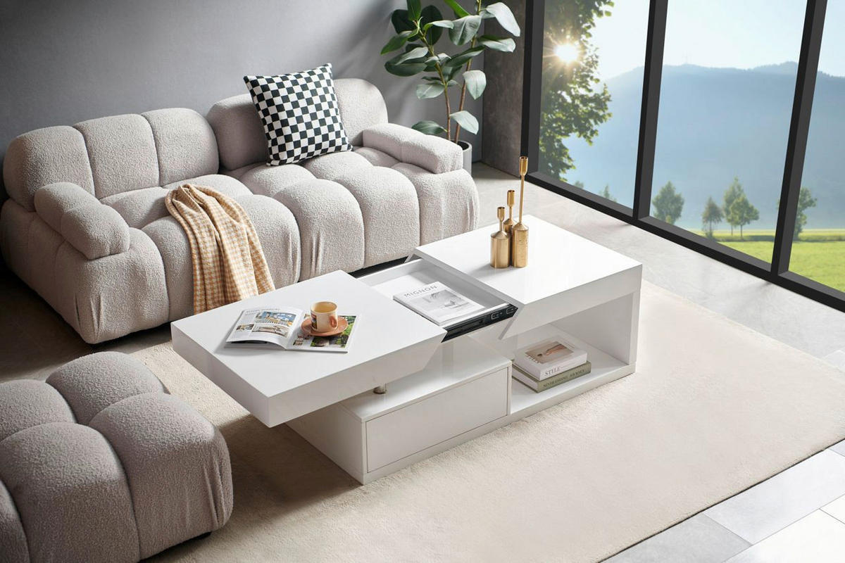 Couchtisch Vega weiß Hochglanz B/H/T: ca. 110x42x60 cm Vega - weiß (110,00/42,00/60,00cm)