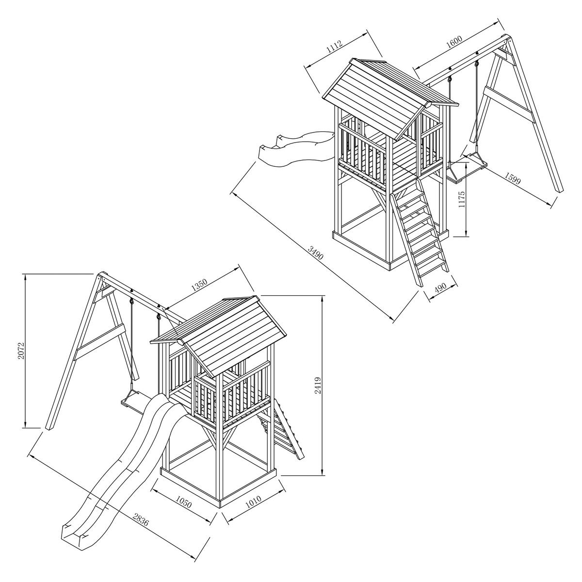 AXI Spielturm Beach Tower braun B/H/L: ca. 284x242x349 cm Beach Tower - braun/blau (349,00/284,00/242,00cm) - AXI