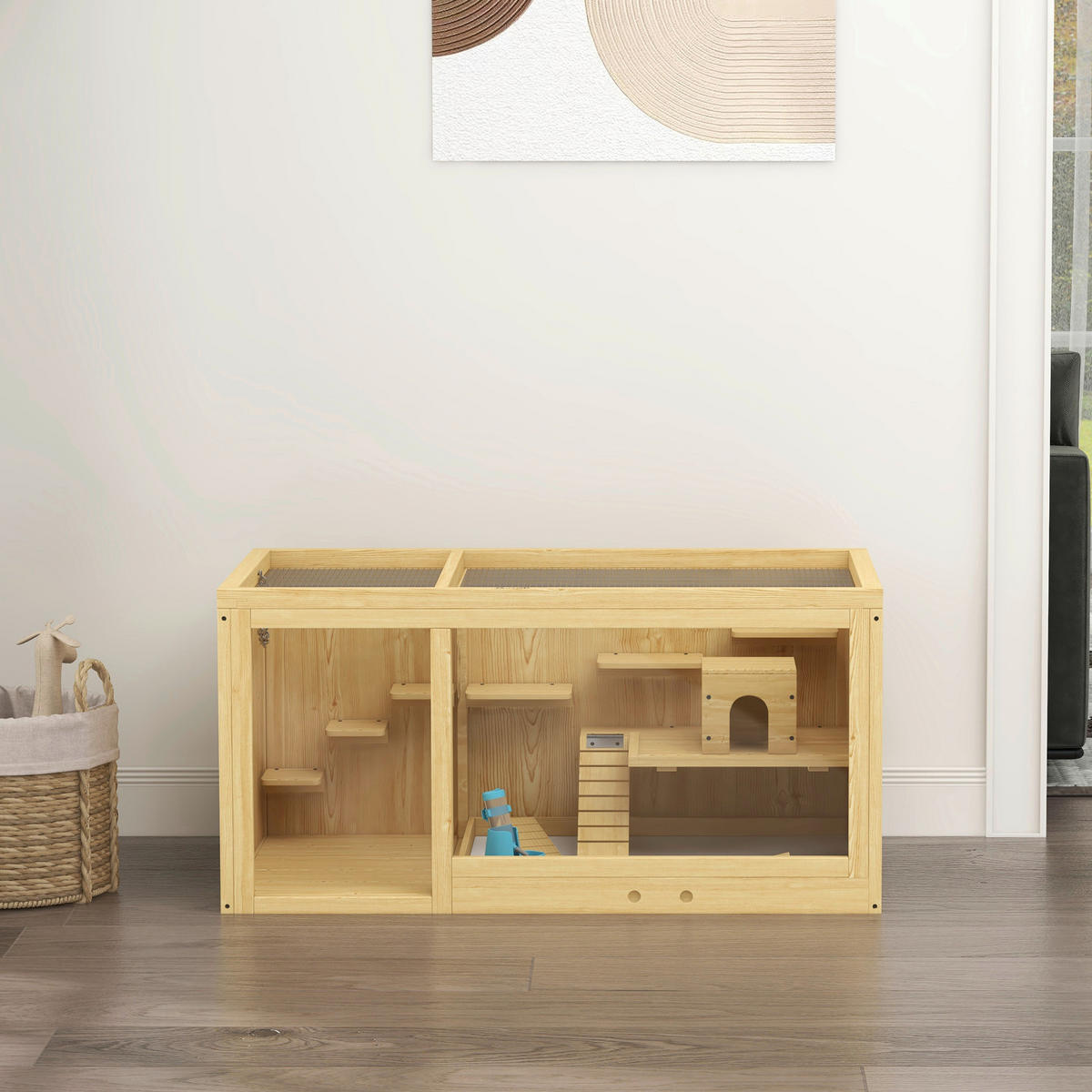 PawHut Tier-Zubehör natur Polypropylen B/H/L: ca. 50x100x50 cm Hamsterkäfig - natur (50,00/50,00/100,00cm) - PawHut