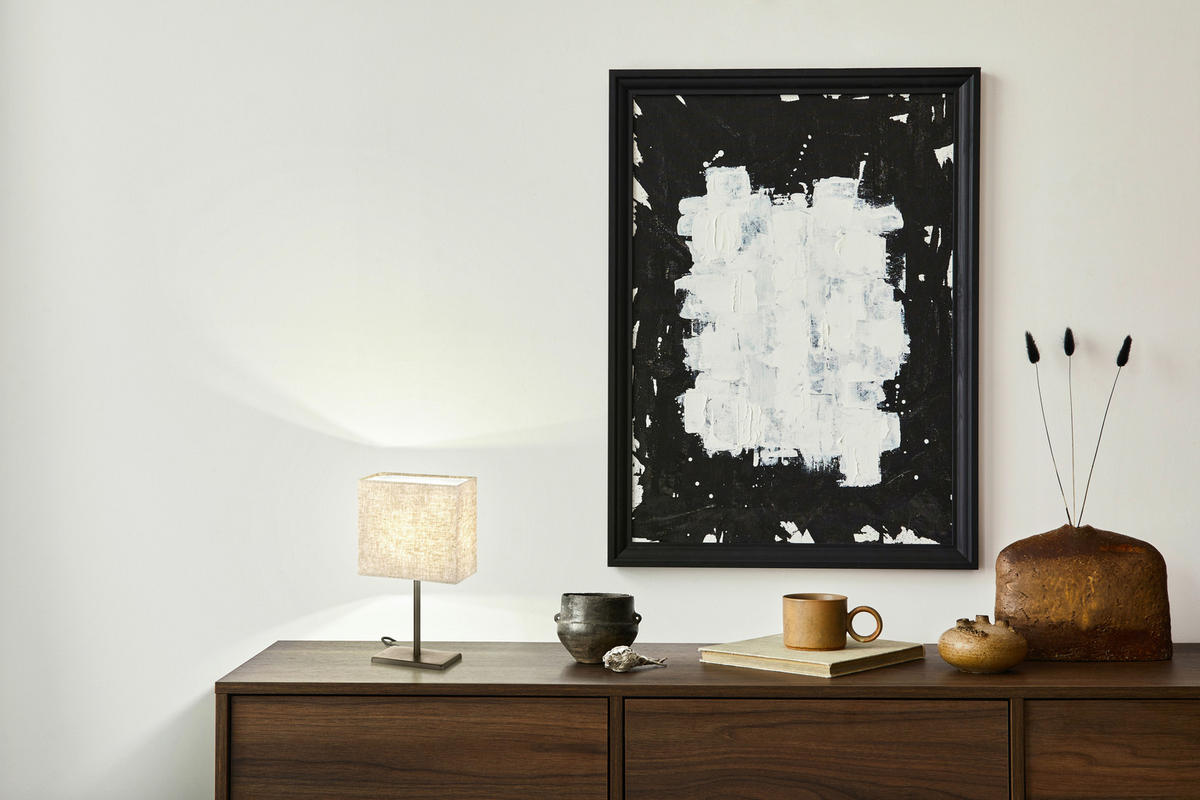 easy! by FHL Tischleuchte 850228 Kate schwarz sand Metall Textil B/H/T: ca. 10x30x17 cm E14 1 Brennstellen Kate - sand/schwarz (10,00/30,00/17,00cm) - easy! by FHL