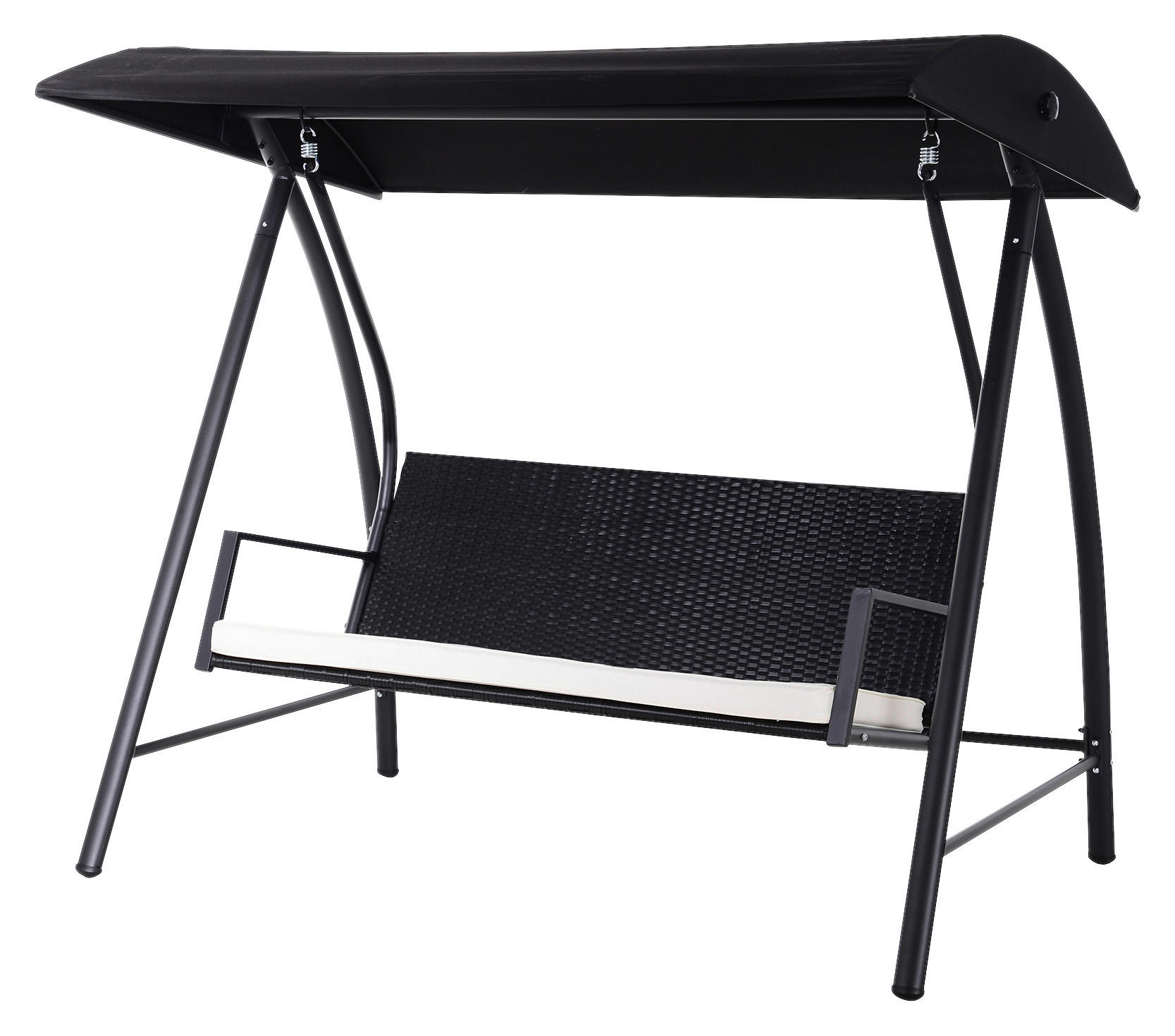 Outsunny Gartenschaukel schwarz Polyrattan B/H/L: ca. 124x179x198 cm Gartenschaukel - creme/schwarz (198,00/124,00/179,00cm) - Outsunny