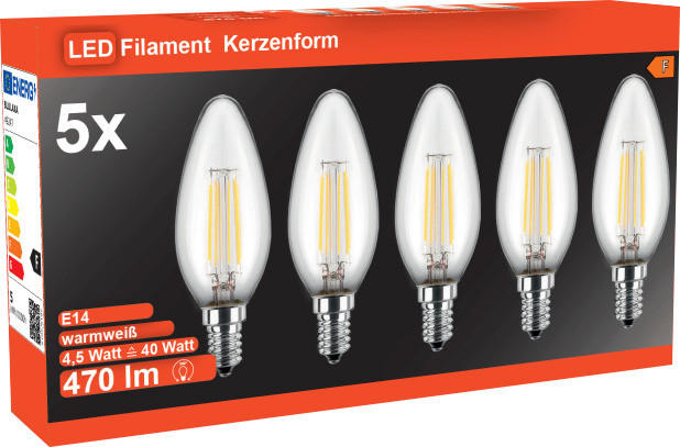 Blulaxa Kerzenlampe 49247 E14 LED-Kerzenlampe_5erPack_Blulaxa E14 - klar (3,50cm) - Blulaxa