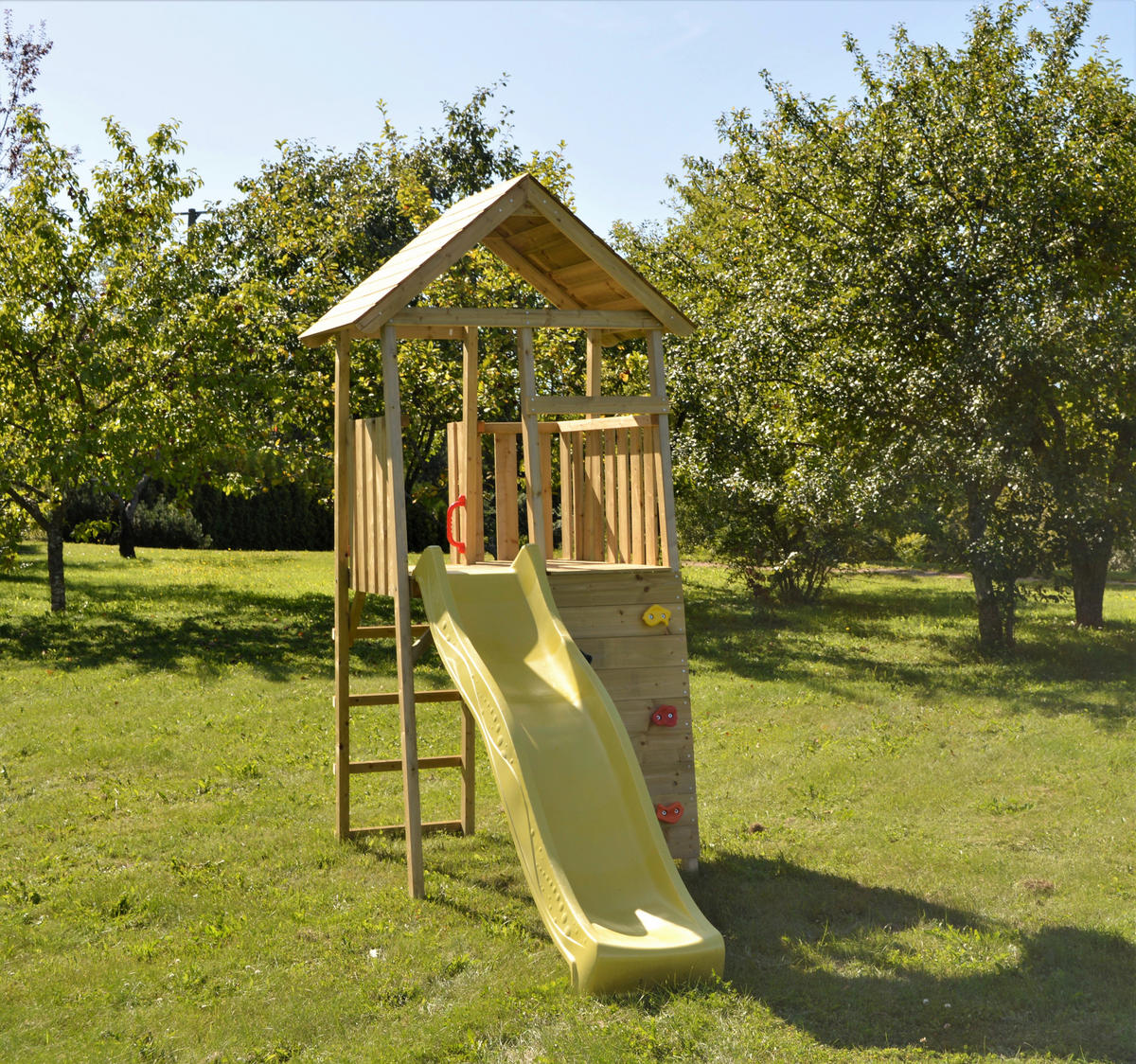 Wendi Toys Stelzenspielhaus Falke natur B/H/L: ca. 110x270x280 cm Falke - gelb/natur (280,00/110,00/270,00cm) - Wendi Toys