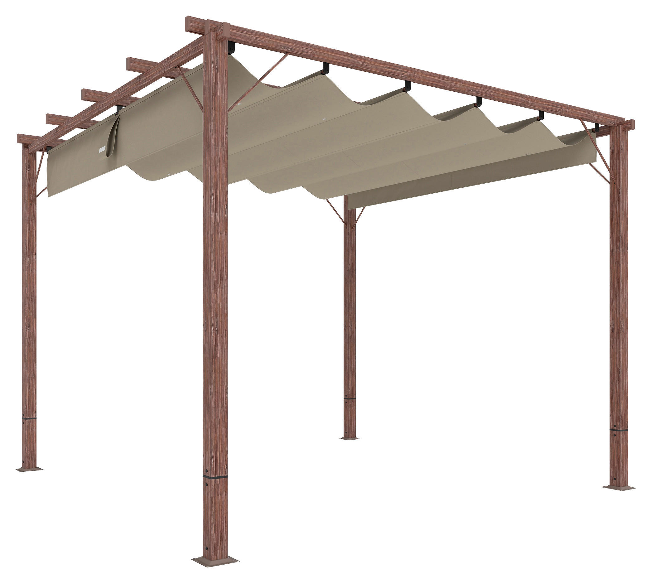Outsunny Pergola natur Aluminium B/H/L: ca. 296x232x299 cm Pergola - natur (299,00/296,00/232,00cm) - Outsunny