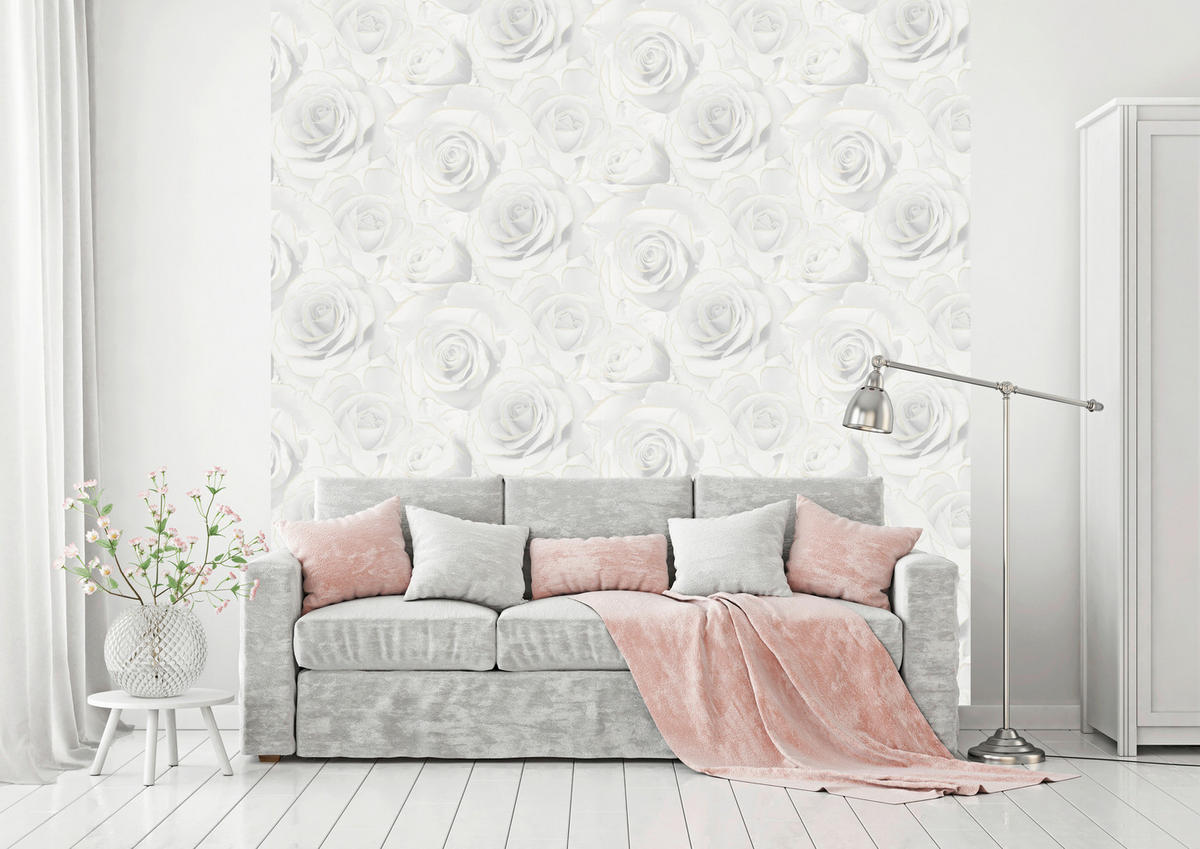 UGEPA Vinyltapete Rosen grau gold B/L: ca. 53x1005 cm Vinyltapete_J28700 - gold/grau (53,00/1005,00cm) - UGEPA