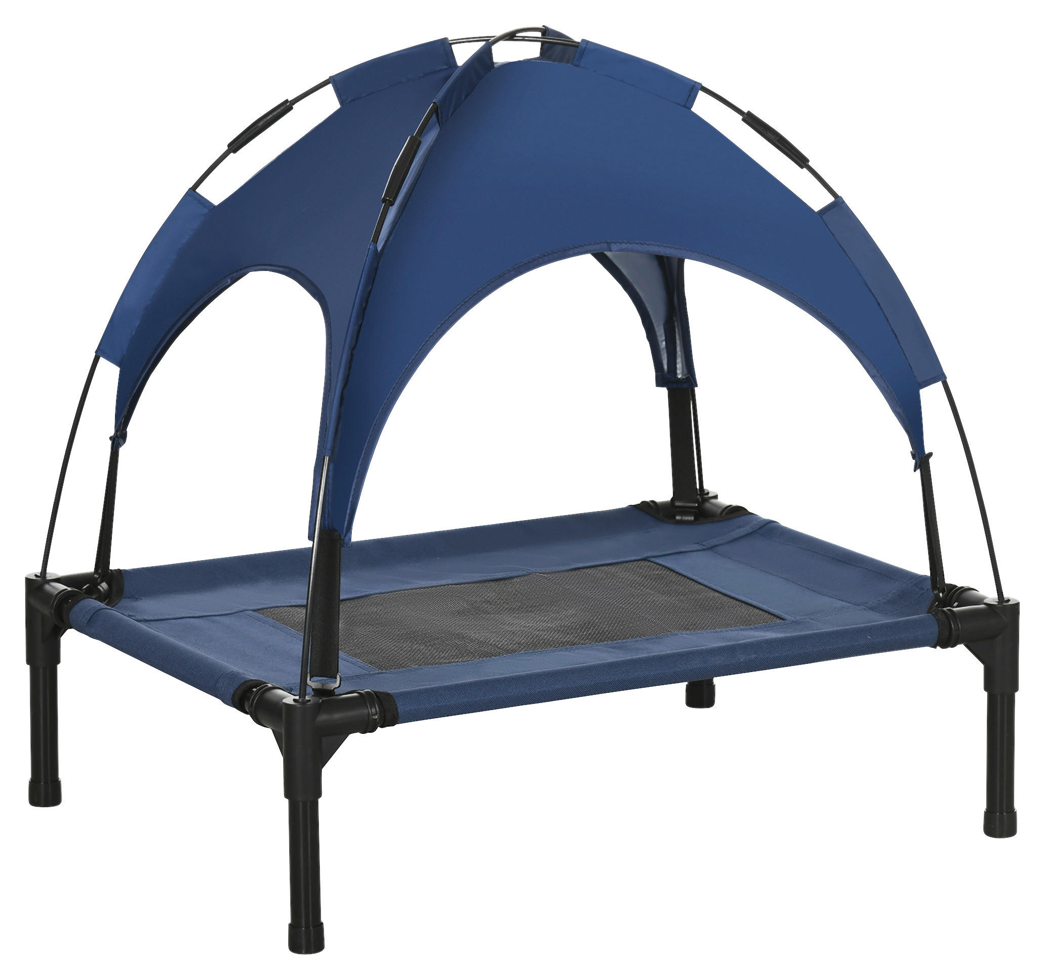 PawHut Hunde-Zubehör dunkelblau Edelstahl B/H/L: ca. 46x61x62 cm Hundebett - schwarz/dunkelblau (62,00/46,00/61,00cm) - PawHut