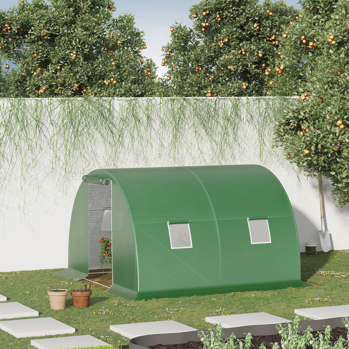Outsunny Gewächshaus B/H/L: ca. 300x200x300 cm Gewächshaus - grün (300,00/300,00/200,00cm) - Outsunny