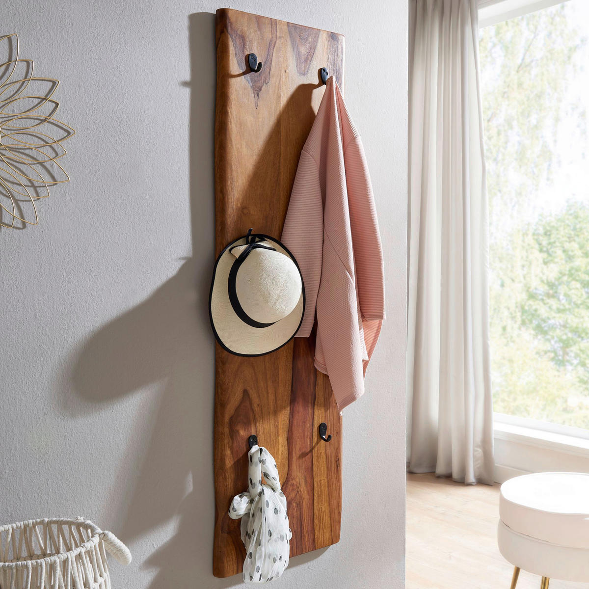 Wandgarderobe rosenholz Nachbildung B/H/T: ca. 40x140x7 cm Wandgarderobe - rosenholz (40,00/140,00/7,00cm) - Wohnling