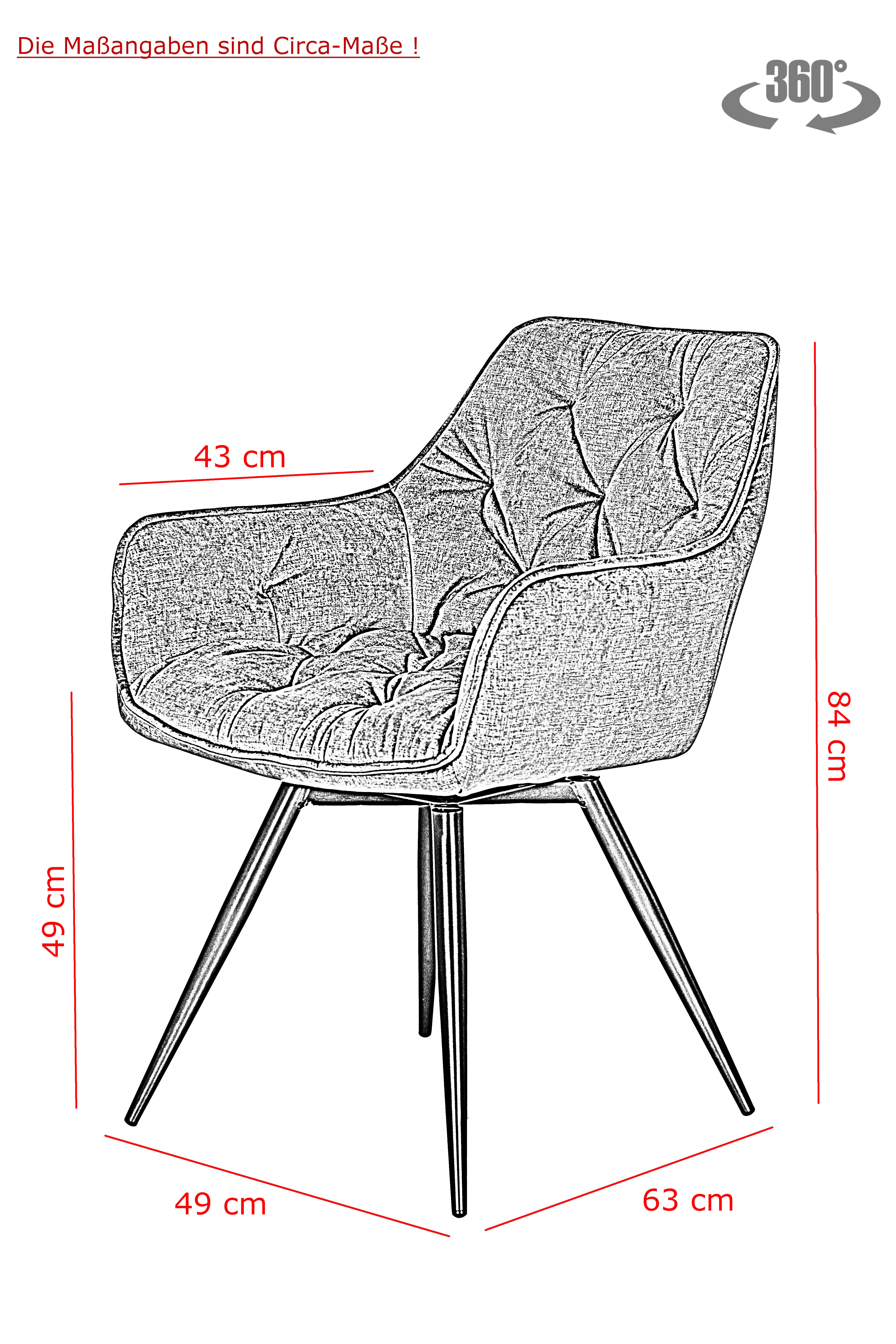 Stuhl Florentina 2er Set anthrazit Vintage Samtoptik B/H/T: ca. 49x84x63 cm Florentina 2er Set - schwarz/anthrazit (49,00/84,00/63,00cm) - Hela
