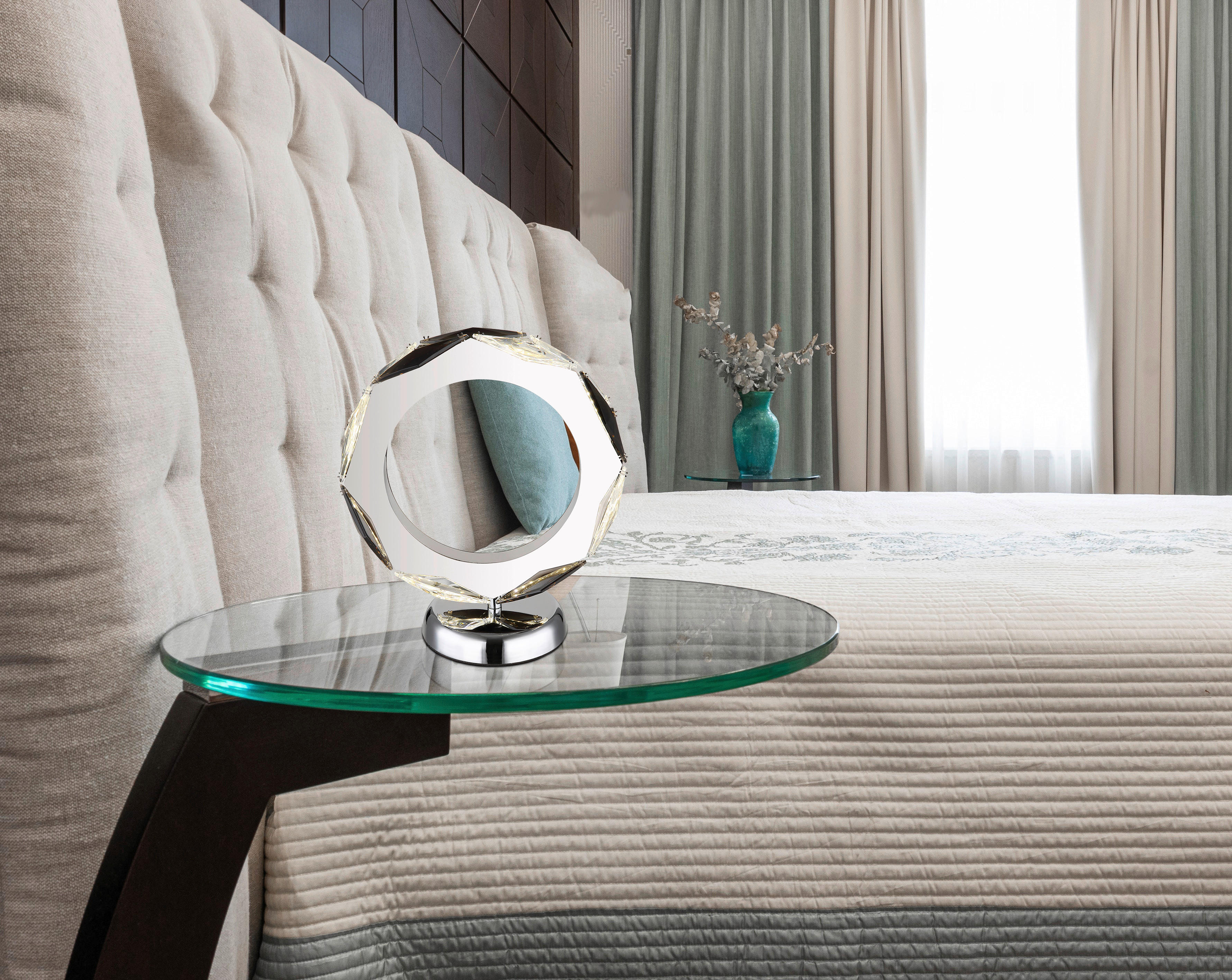 Thumbnail - GLOBO LED-Tischleuchte Rauch Chrom transparent Metall Acryl B/H/T: ca. 13x27x24 cm