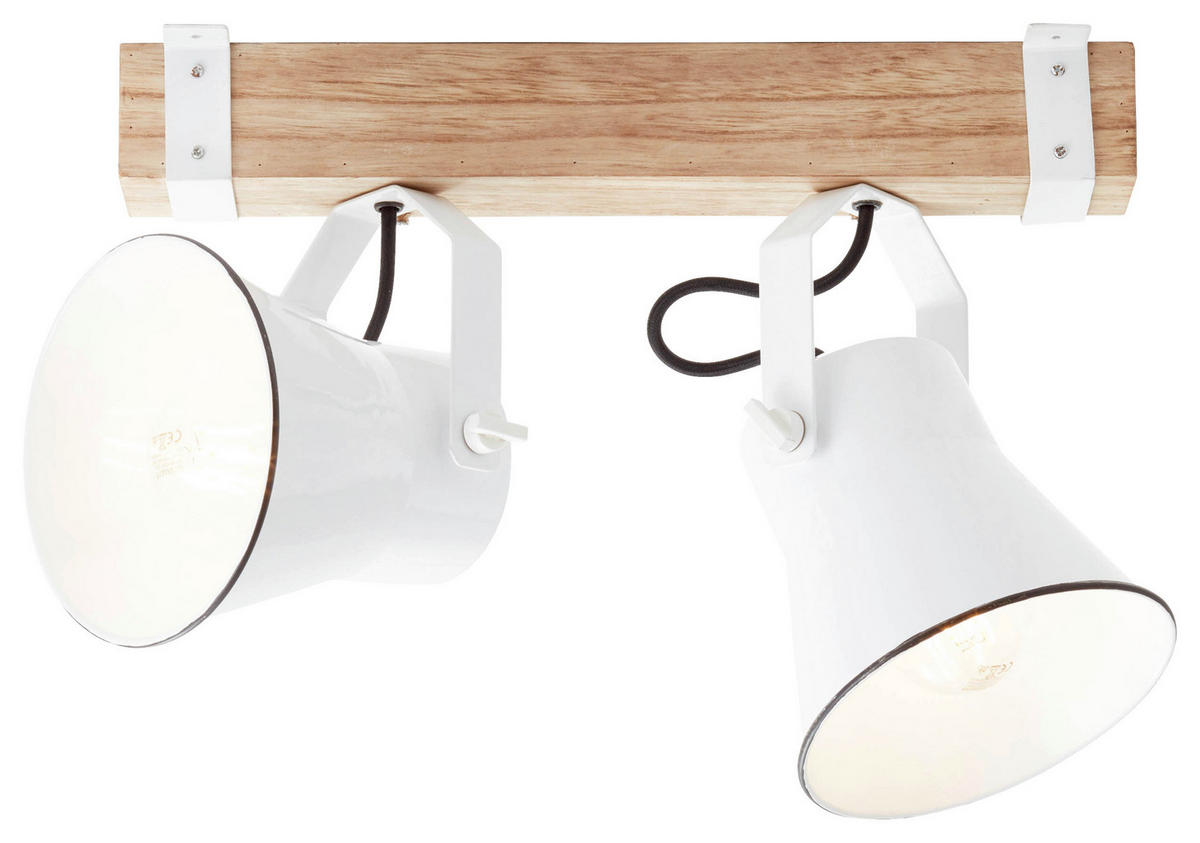 Brilliant Spotbalken 82129/05 weiß natur Metall Holz B/H/T: ca. 40x24x17 cm E27 2 Brennstellen Plow - weiß/natur (40,00/24,00/17,00cm) - Brilliant