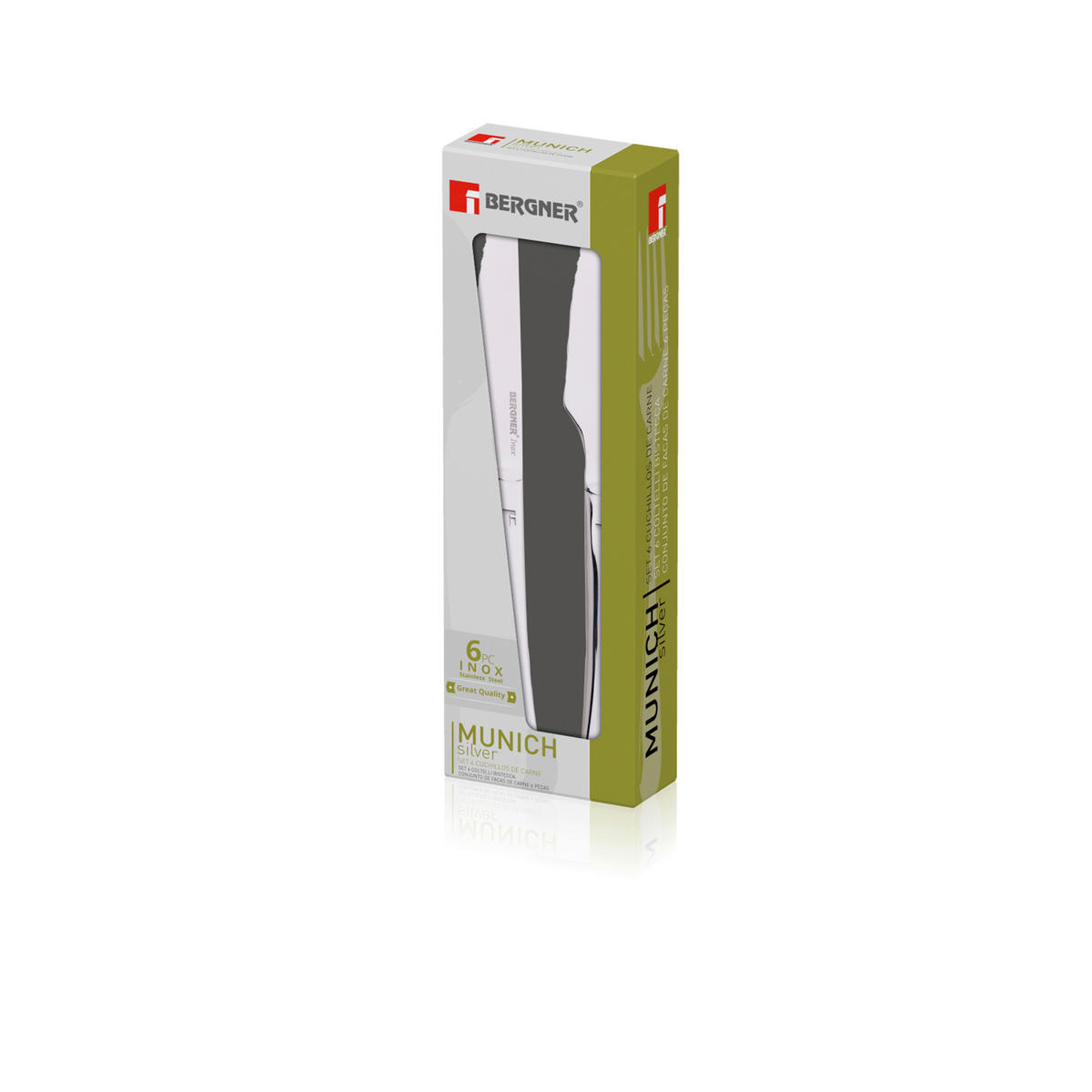 BERGNER Steakmesser MUNICH silber Edelstahl 6 tlg. MUNICH - silber (4,50/9,00/27,00cm) - BERGNER