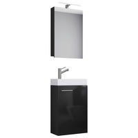 Waschplatz 4tlg-Slito schwarz weiß B/H/T: ca. 41x69,5x22 cm 4tlg-Slito - weiß/schwarz (41,00/69,50/22,00cm) - VCM Möbel