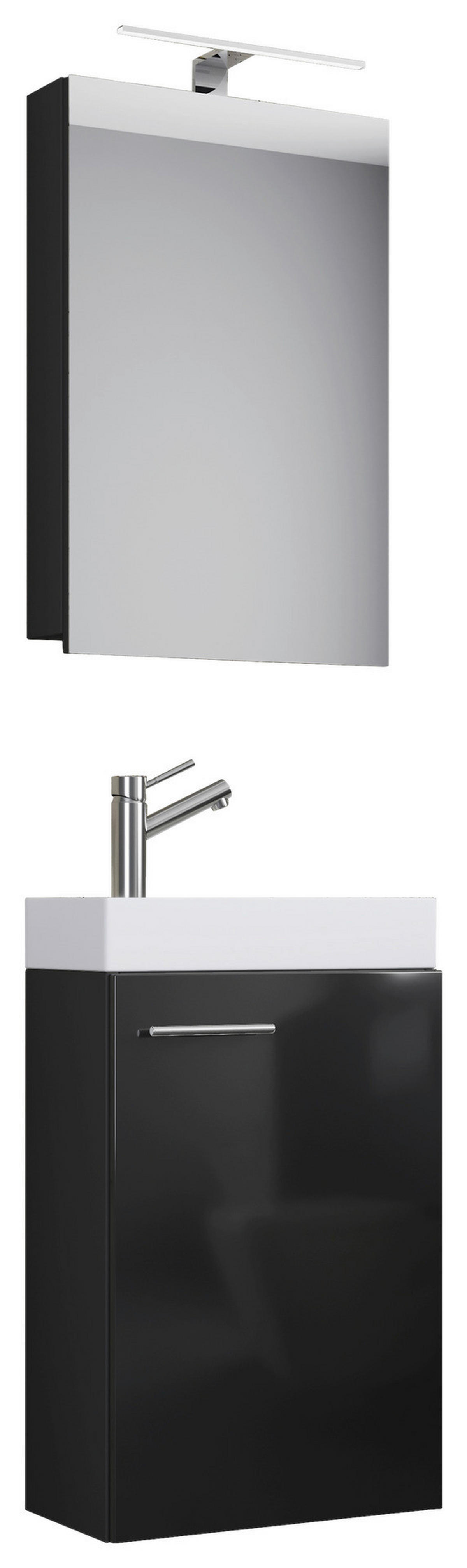 Waschplatz 4tlg-Slito schwarz weiß B/H/T: ca. 41x69,5x22 cm 4tlg-Slito - weiß/schwarz (41,00/69,50/22,00cm) - VCM Möbel