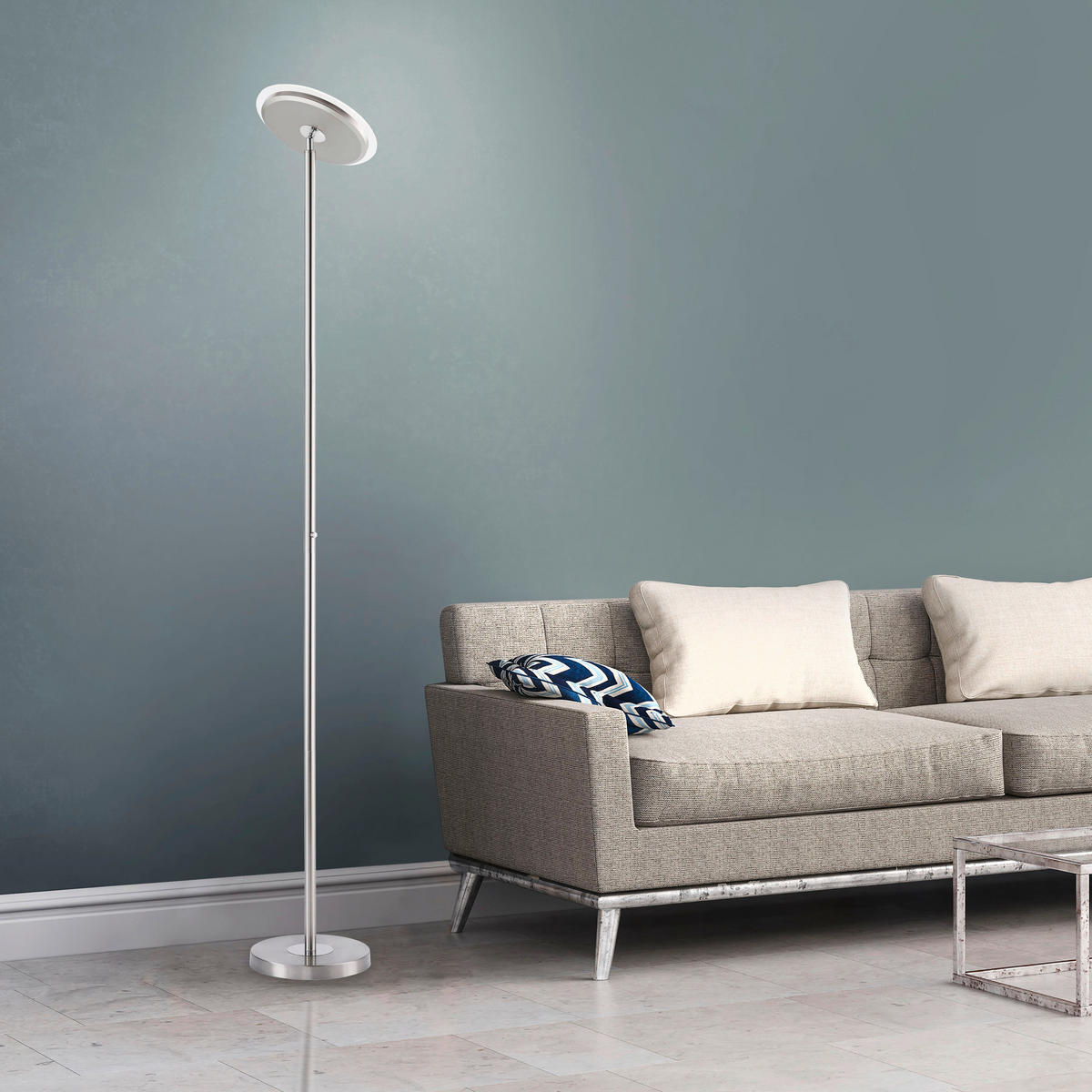 Just Light LED-Deckenfluter HANS 11729-55 stahlfarbig Eisen Kunststoff H/D: ca. 181x30 cm 1 Brennstellen HANS - stahlfarbig (30,00/181,00cm) - Just Light