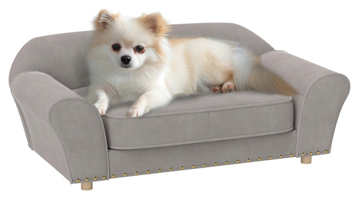 PawHut Hundesofa grau Schaumstoff B/H/L: ca. 52,5x33x86,5 cm Hundesofa - grau (86,50/52,50/33,00cm) - PawHut