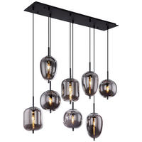 GLOBO Pendelleuchte BLACKY 15345-8 schwarz Metall Rauchglas B/H/L: ca. 34x120x94 cm E14 8 Brennstellen Pendelleuchte_Blacky 8flg. - schwarz (94,00/34,00/120,00cm) - GLOBO