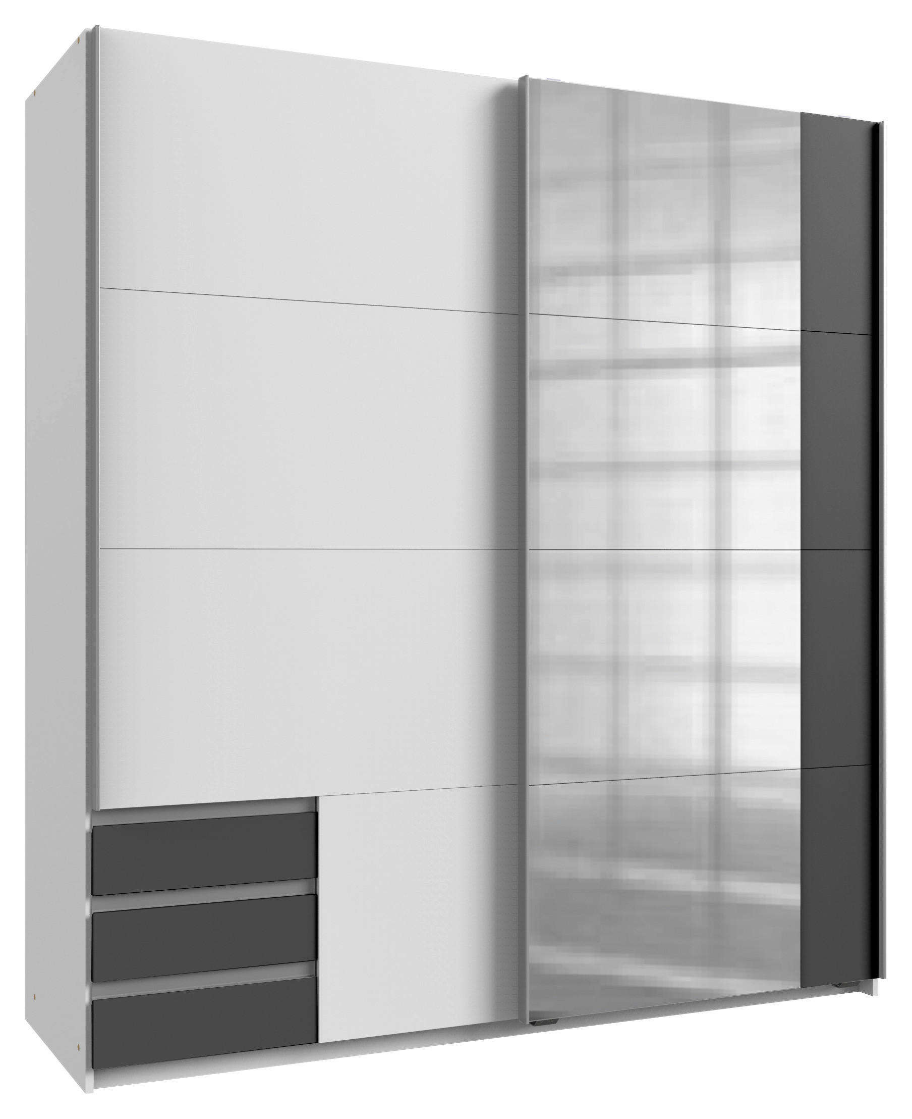 Schwebetürenschrank Emden weiß Graphit B/H/T: ca. 179x198x64 cm Emden - weiß/Graphit (179,00/198,00/64,00cm)