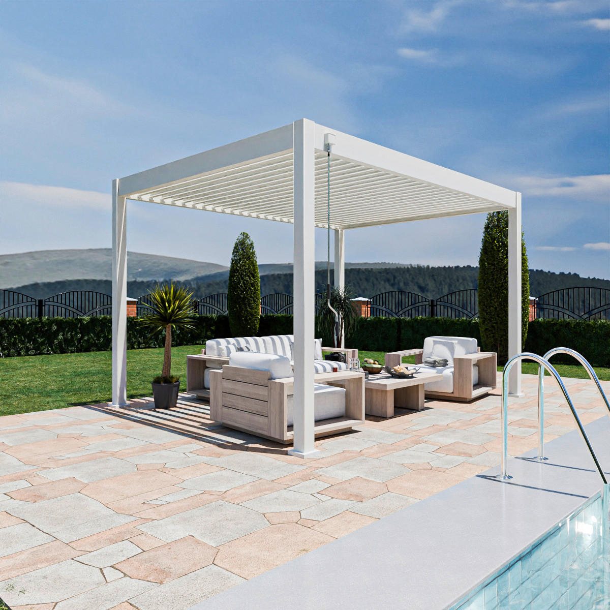 PergoLine Pergola Superior weiß Aluminium B/H/L: ca. 400x255x300 cm Superior - weiß (300,00/400,00/255,00cm) - PergoLine
