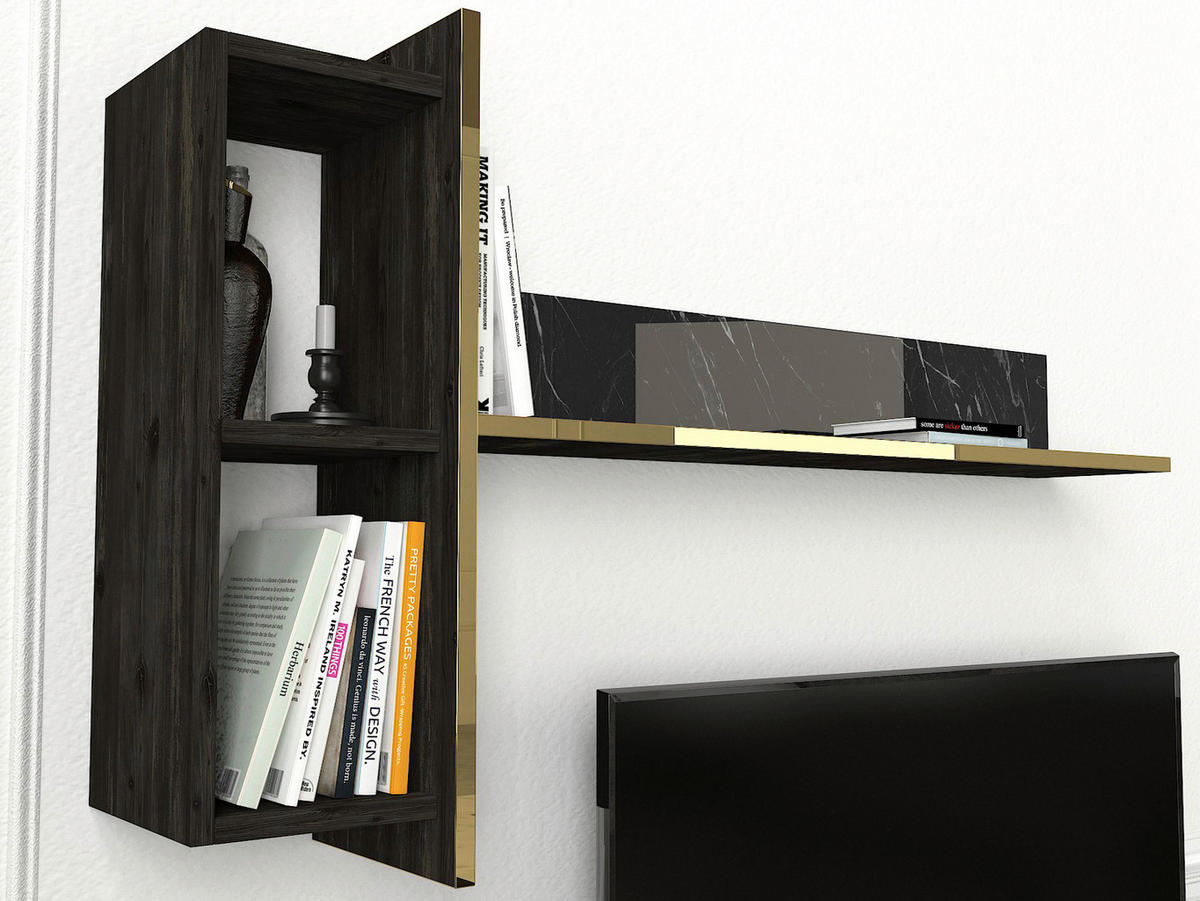 Wohnwand Veyron Rebab dunkel Marmoroptik B/H/T: ca. 180x45x32 cm Veyron - Rebab/Marmoroptik (180,00/45,00/32,00cm) - moebel17
