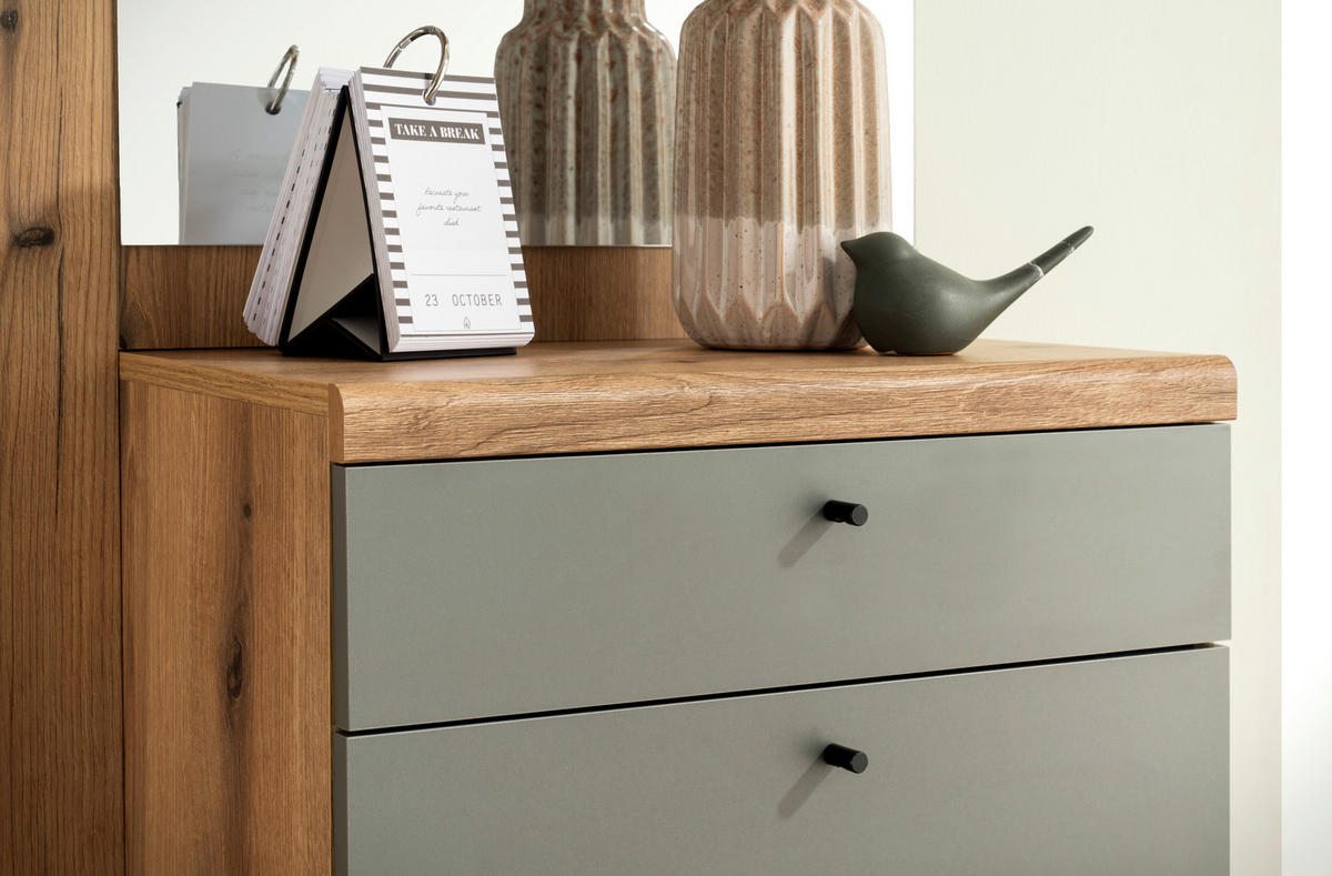 Kompaktgarderobe Alva Eiche Evoke Coast Nachbildung salbei B/H/T: ca. 110x200x34 cm Alva - Eiche/salbei (110,00/200,00/34,00cm)